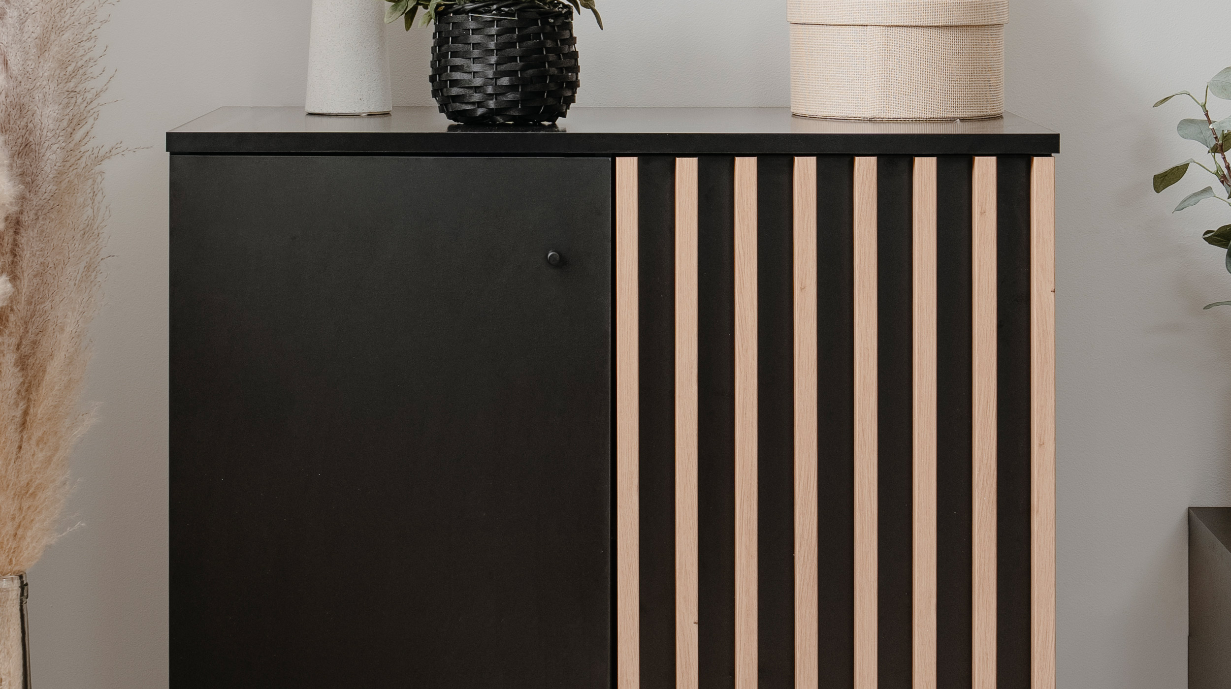 Kommode schwarz Artisan Eiche 80 cm - MONZA