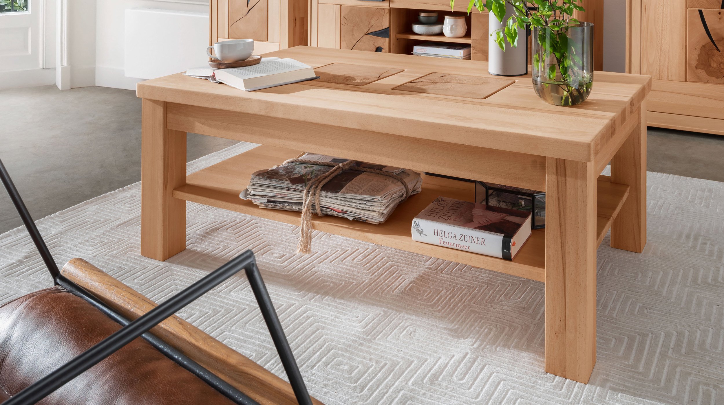 Couchtisch Massivholz Kernbuche geölt 118 x 70 cm - LUIS