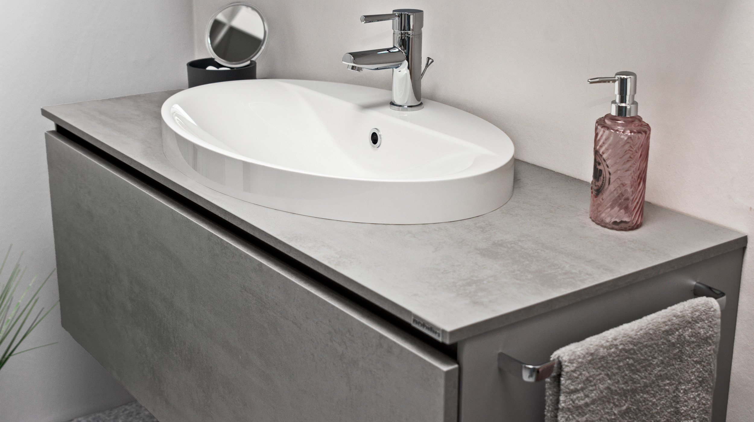 Badmöbel-Set grau - 2 Teile - Waschtisch 120 cm - ROMAO