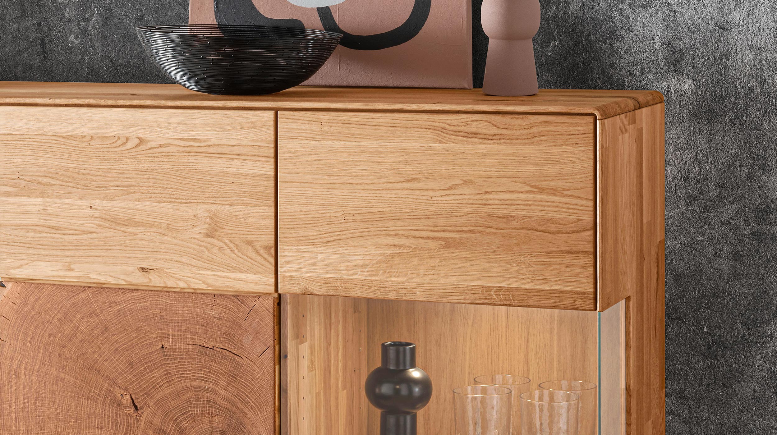 Sideboard Wildeiche massiv geölt - montiert - 150 cm - TORVEN