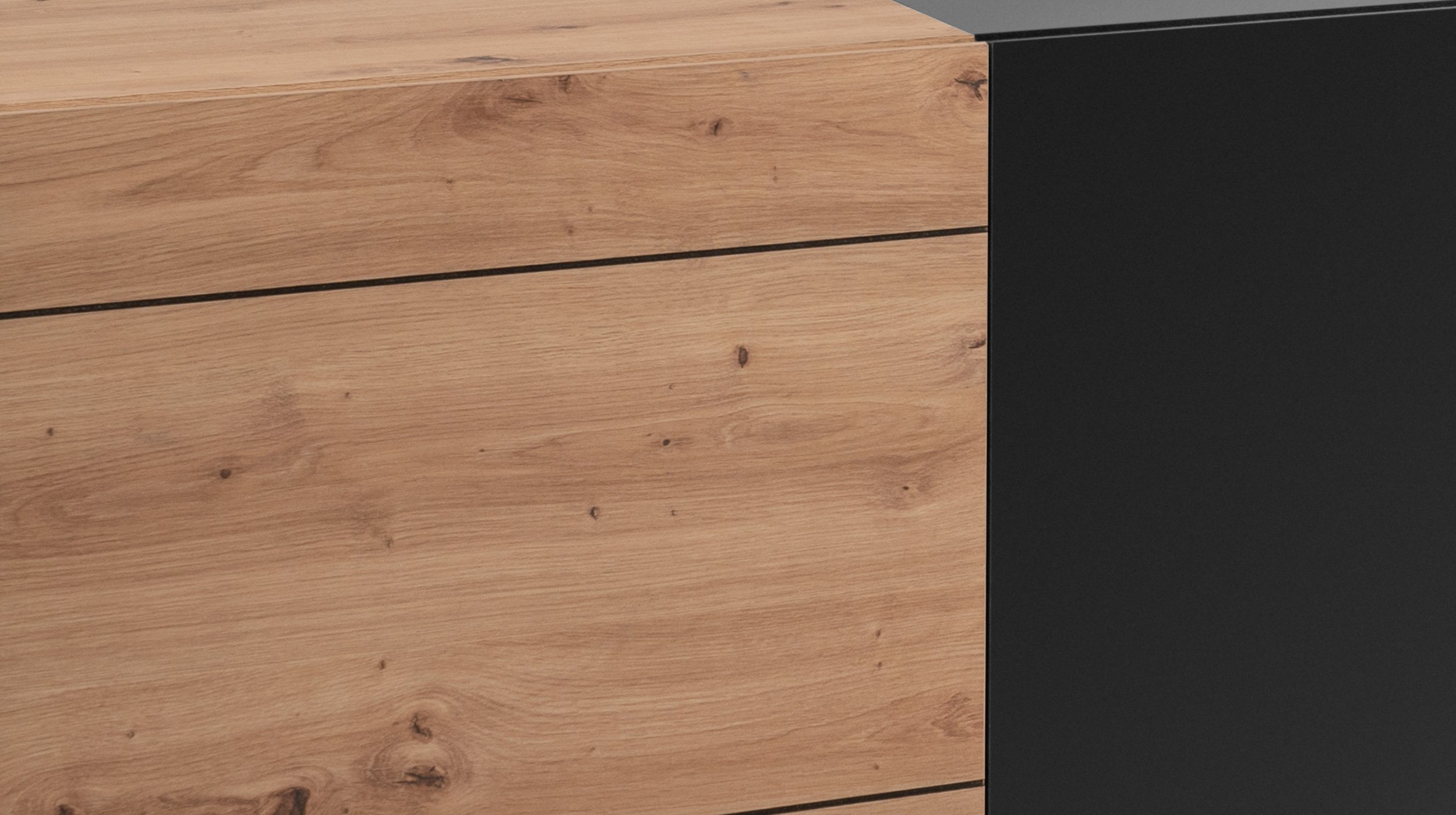 TV - Lowboard Artisan Eiche - schwarz 200 cm 4-türig - NOLA