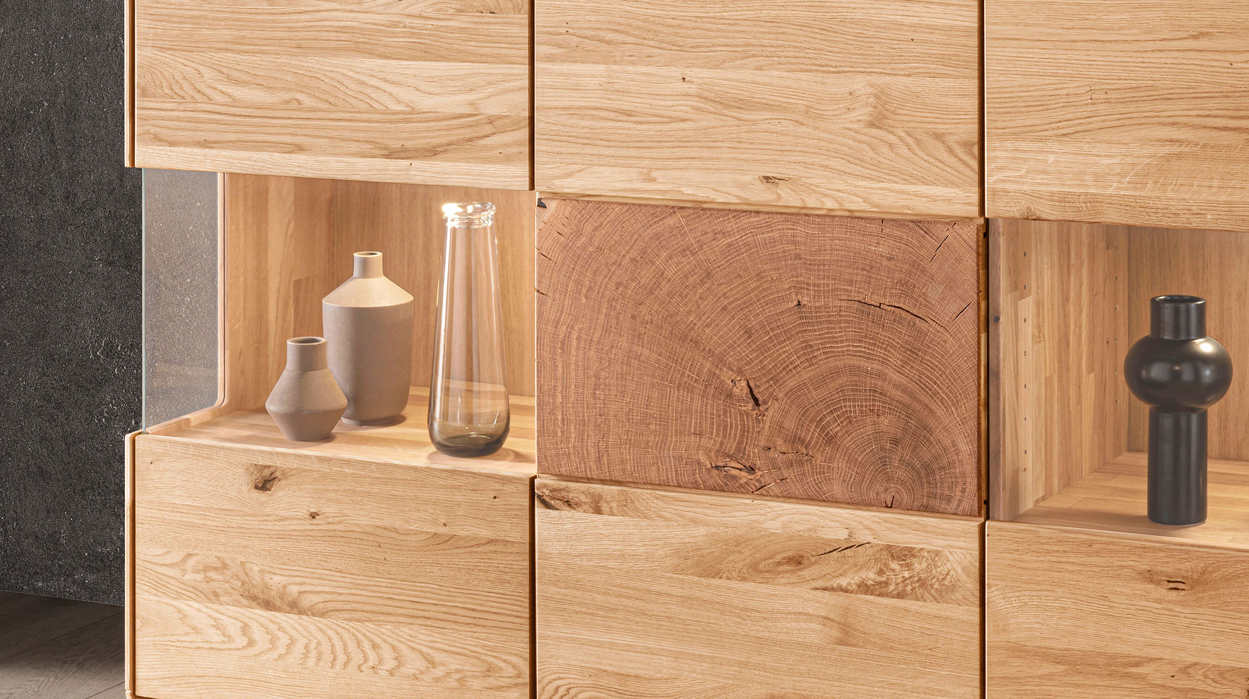 Sideboard Wildeiche massiv geölt - montiert - 150 cm - TORVEN