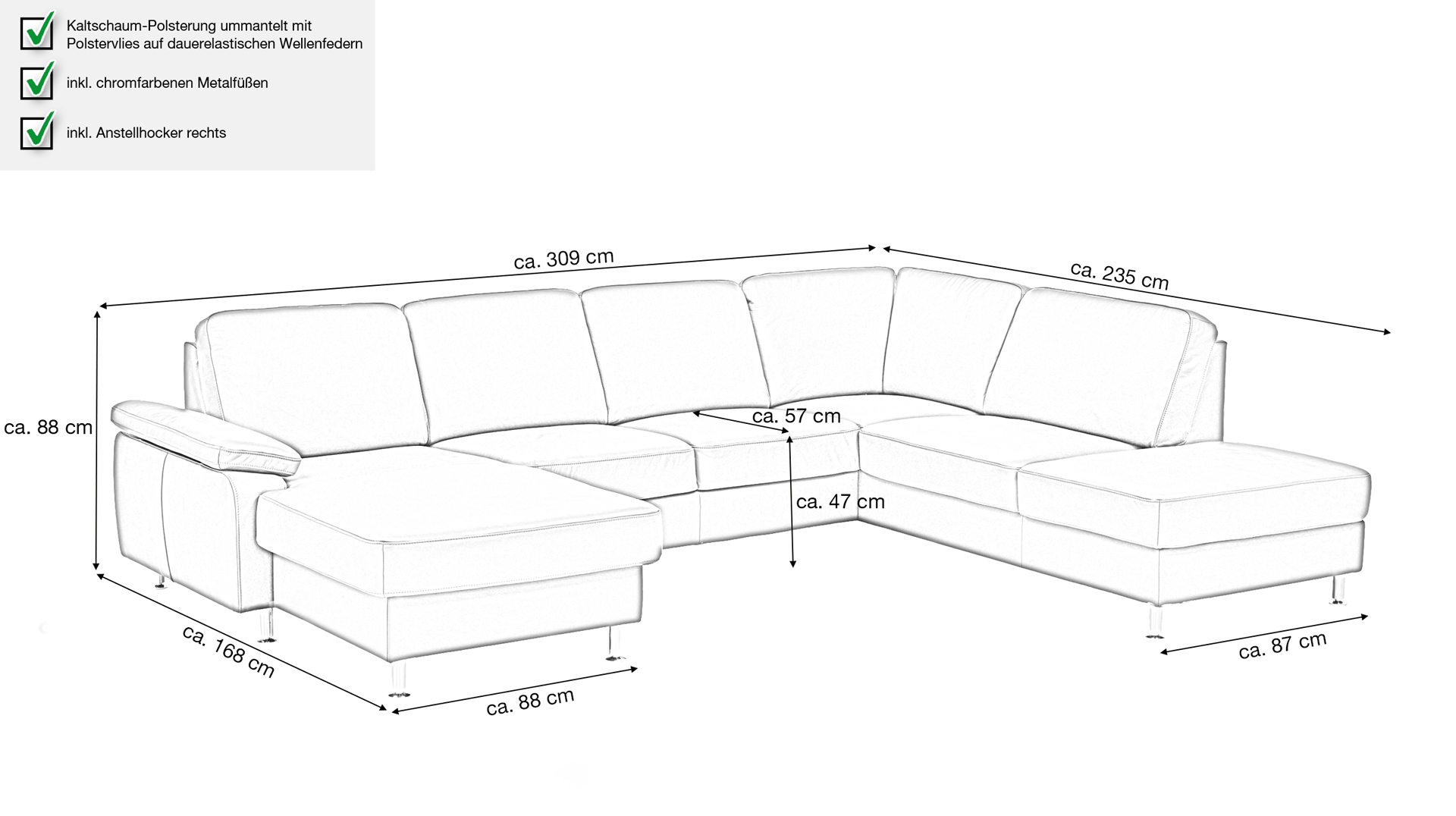 Couchliebe® Wohnlandschaft planbar - anthrazit - Basis Version - MARTINA