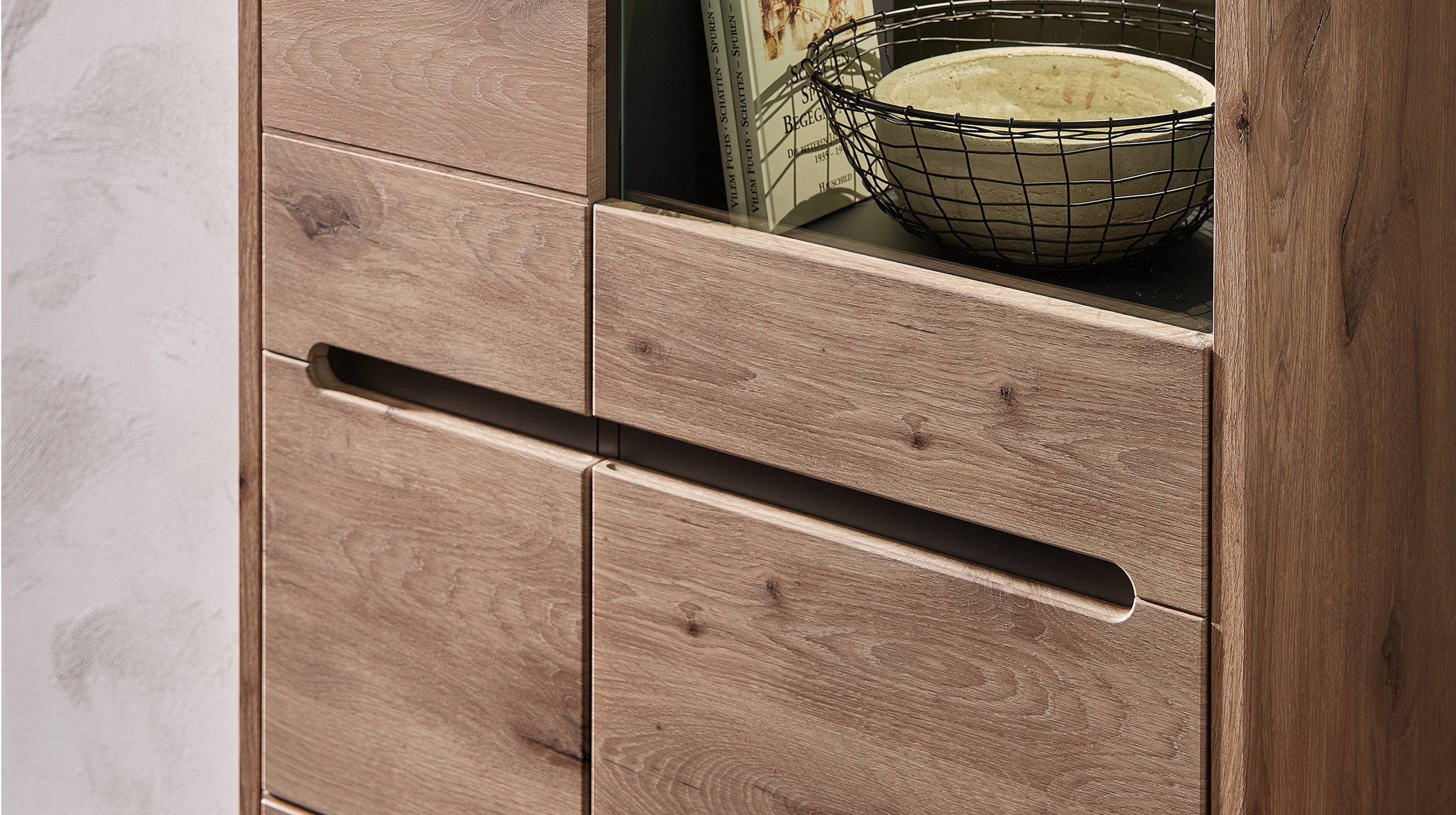 Wohnwand Viking Oak graphit 299 cm - Beleuchtung - BELLANO