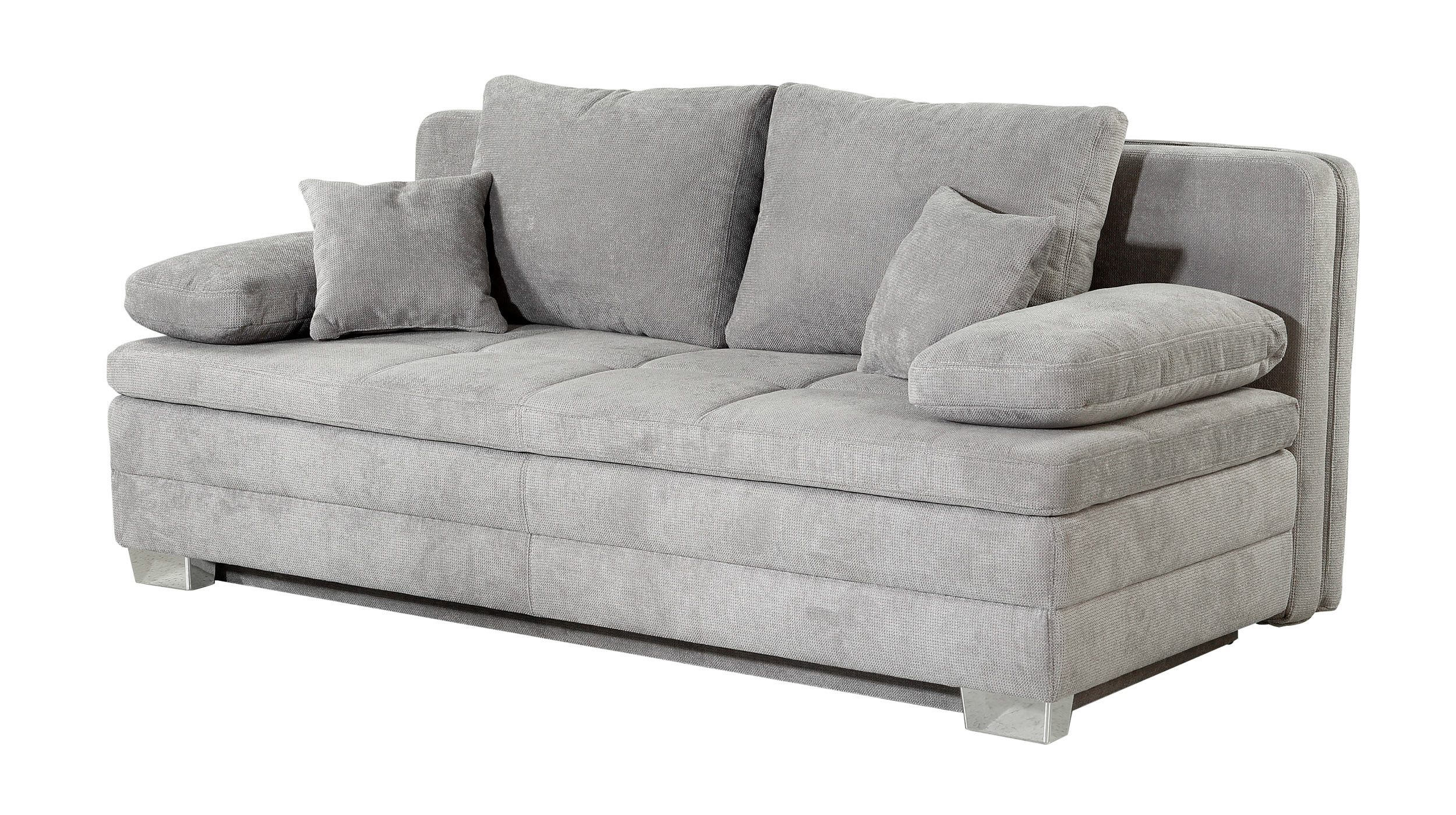 Schlafsofa Bettkasten Dauerschläfer grau Federkern 203 cm - LINDAU
