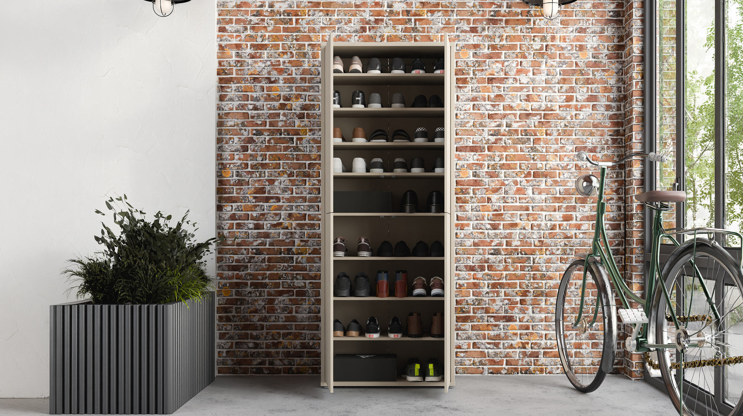 Schuhschrank beige 75 x 192 cm 2-türig - ALICE SPRINGS