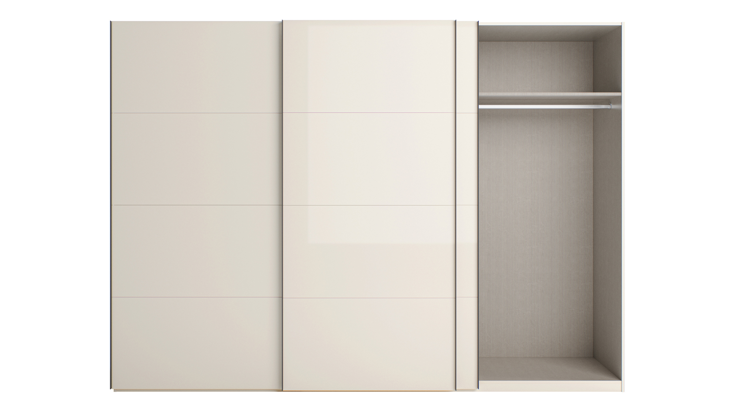 Schwebetürenschrank beige hochglanz - 304 cm - SYSTEMA