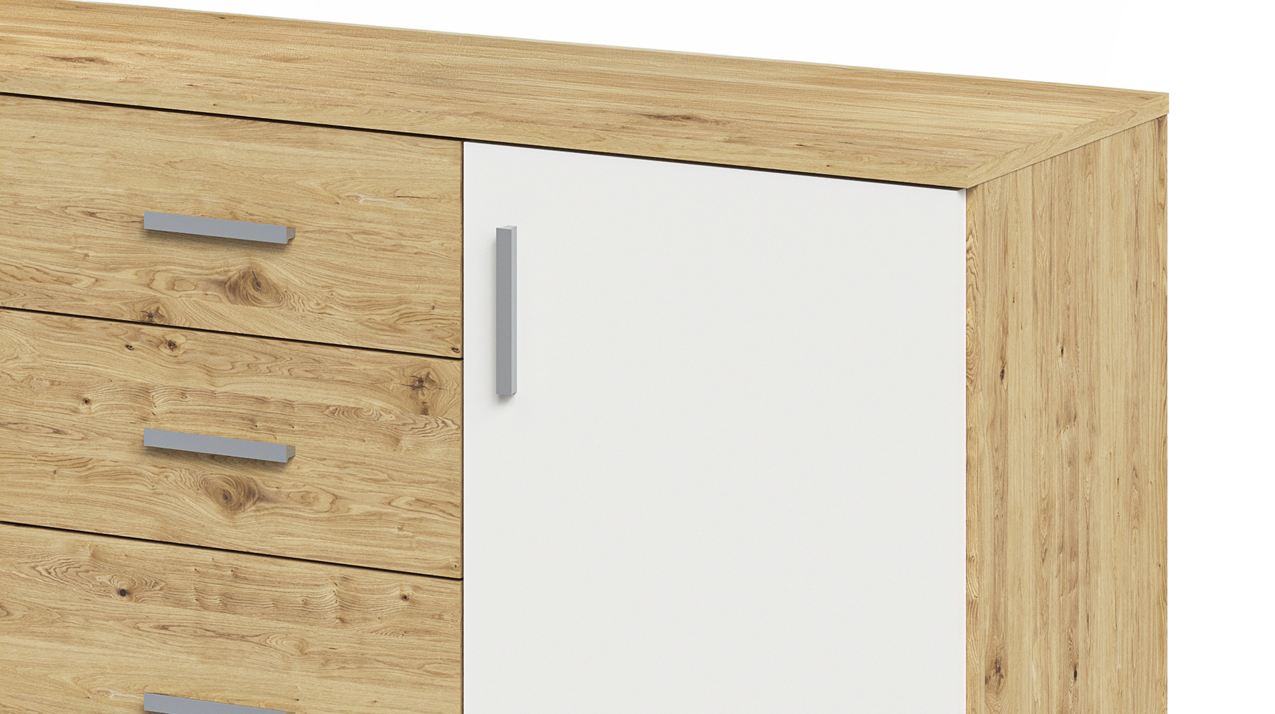 Kommode mit Schubladen weiß Artisan Eiche 160 cm - ALBATA