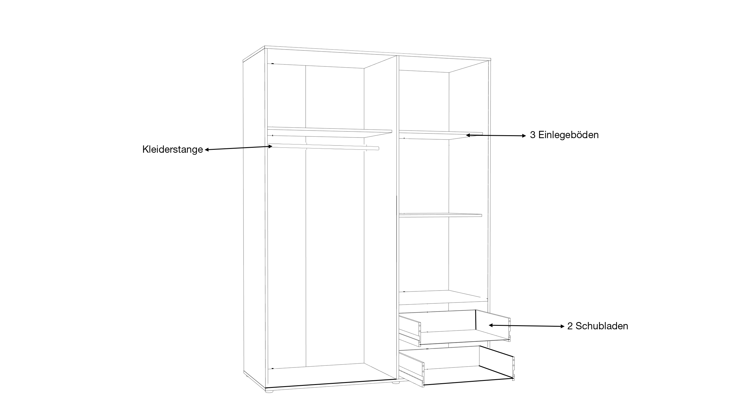 Kleiderschrank Artisan Eiche - 144 cm - MOKKARIS