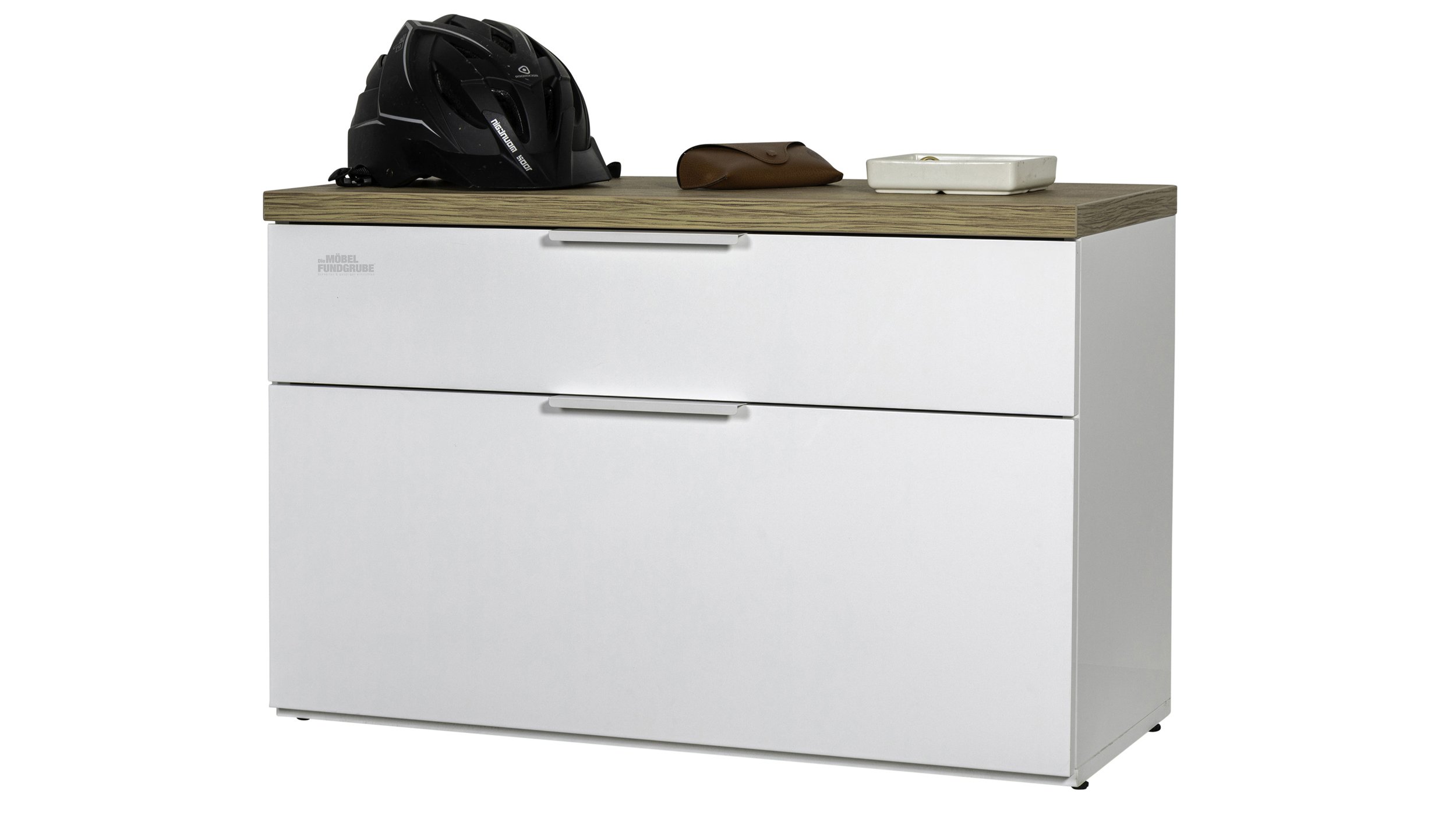 Garderobenbank weiß hochglanz - Eiche Riviera 82 cm - MUNDI