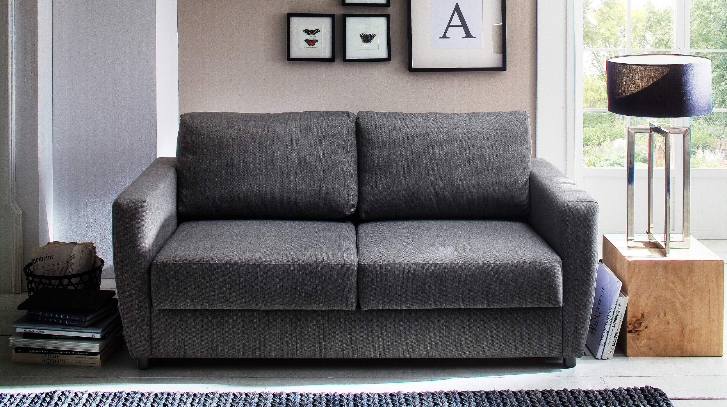 Schlafsofa grau ausziehbar Federkern 176 x 74 cm - MÜRITZ