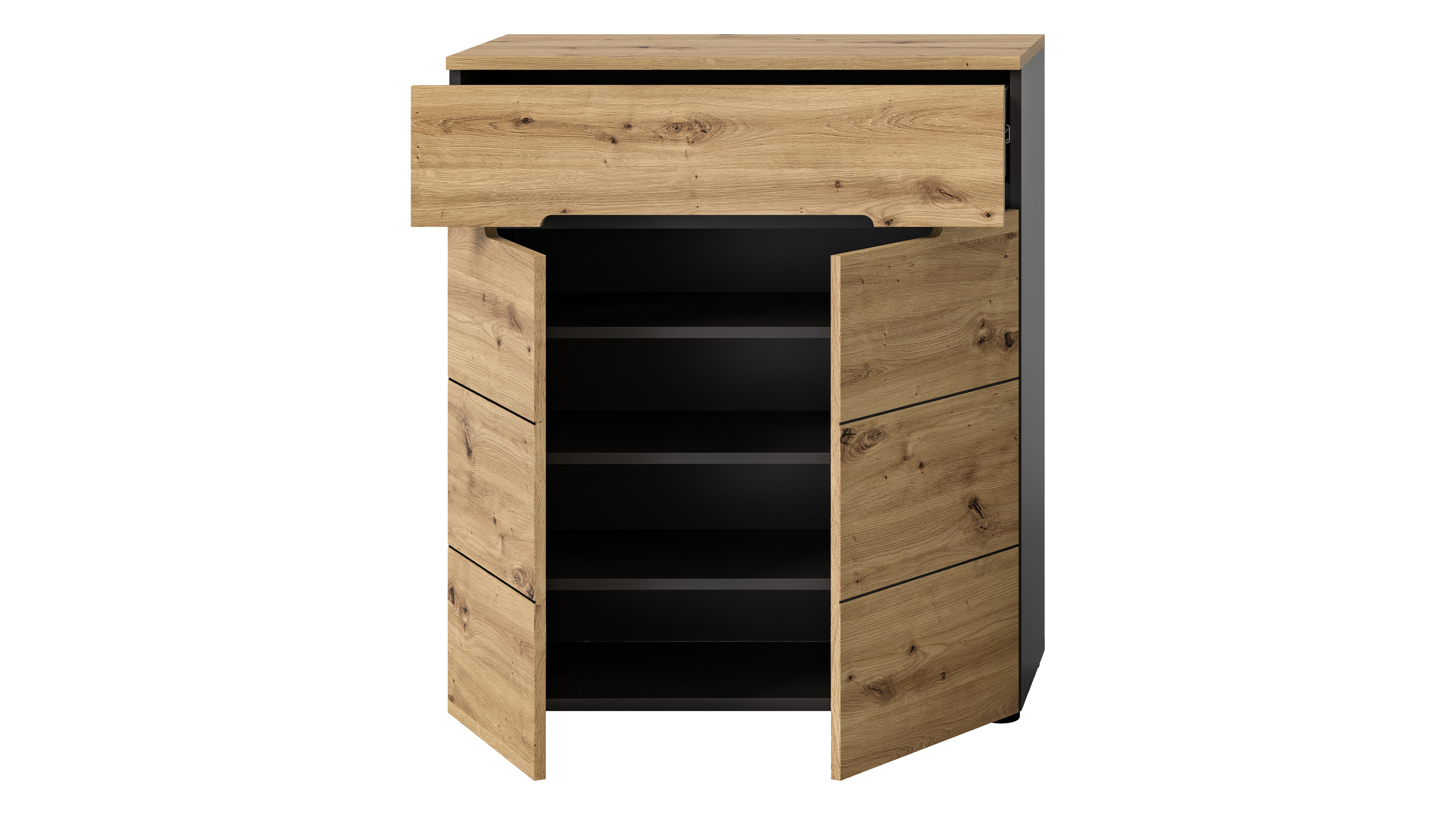 Kommode mit Schubladen anthrazit Artisan Eiche 80 cm - CANU