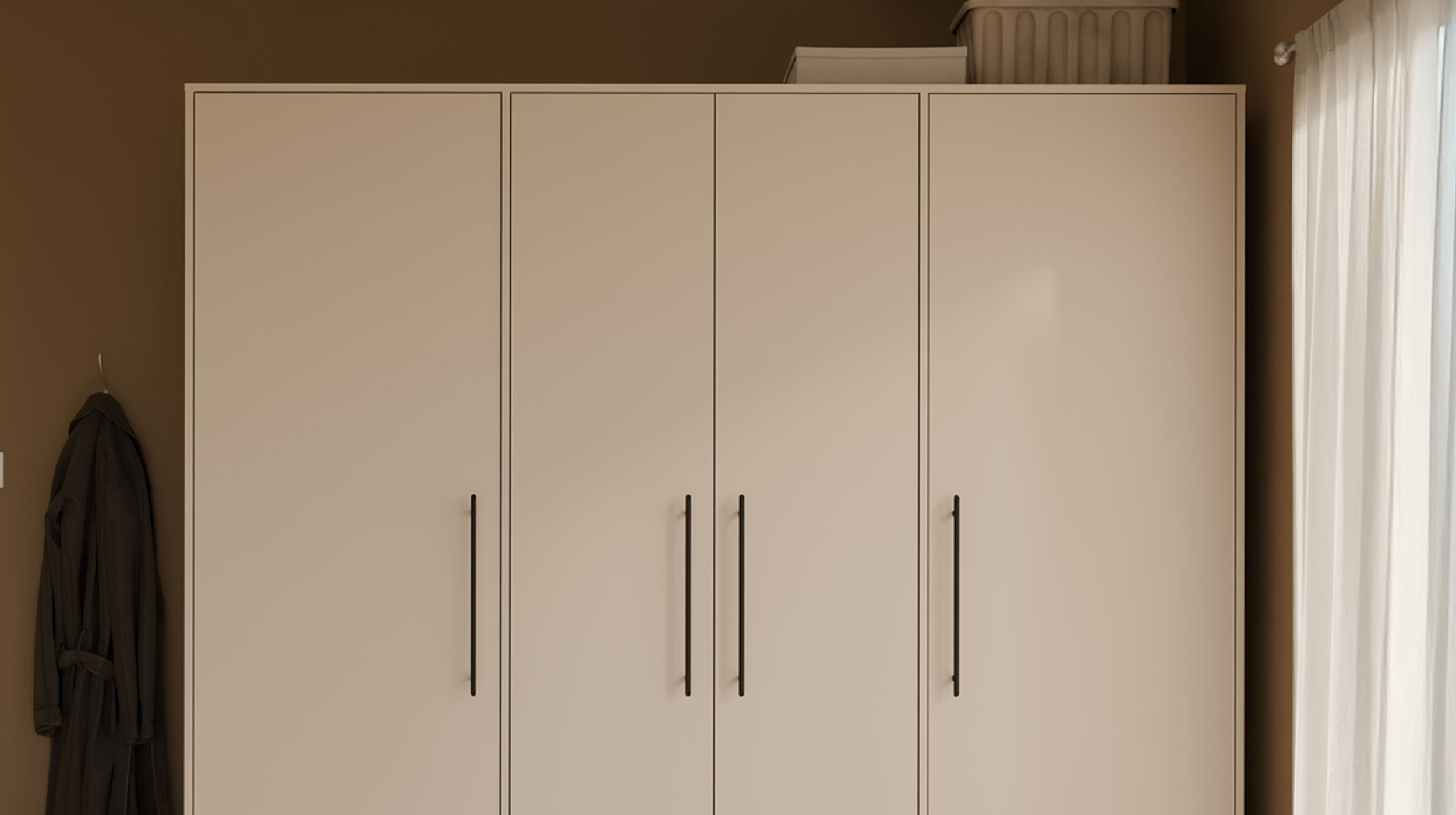Kleiderschrank beige Artisan Eiche - 206 cm - 4 Türen - MOKKARIS
