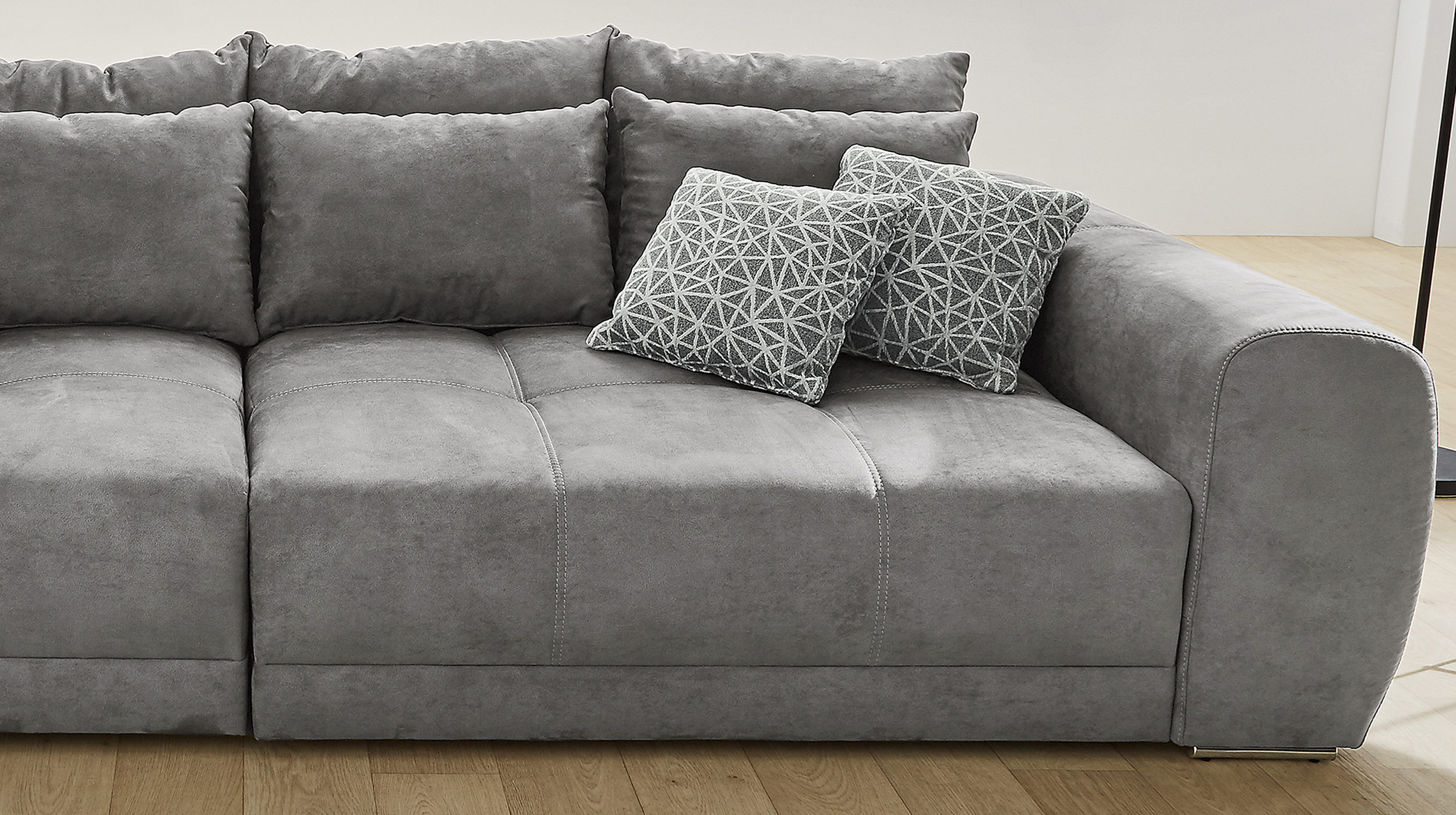 Big Sofa mit Federkern hellgrau 306 x 134 cm - MOLDAU