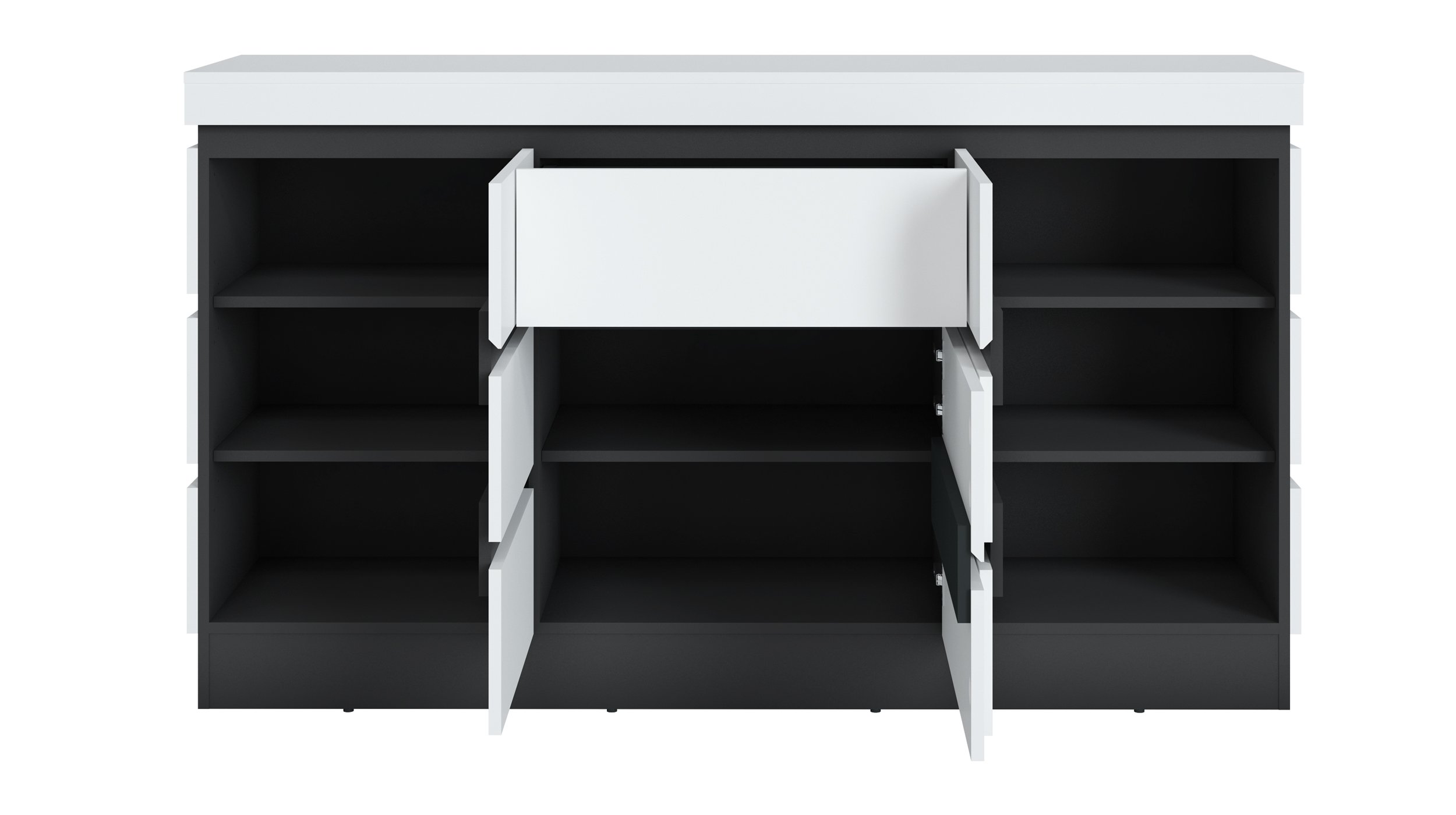 Sideboard alpinweiß - anthrazit 161 cm - CAMPANIA