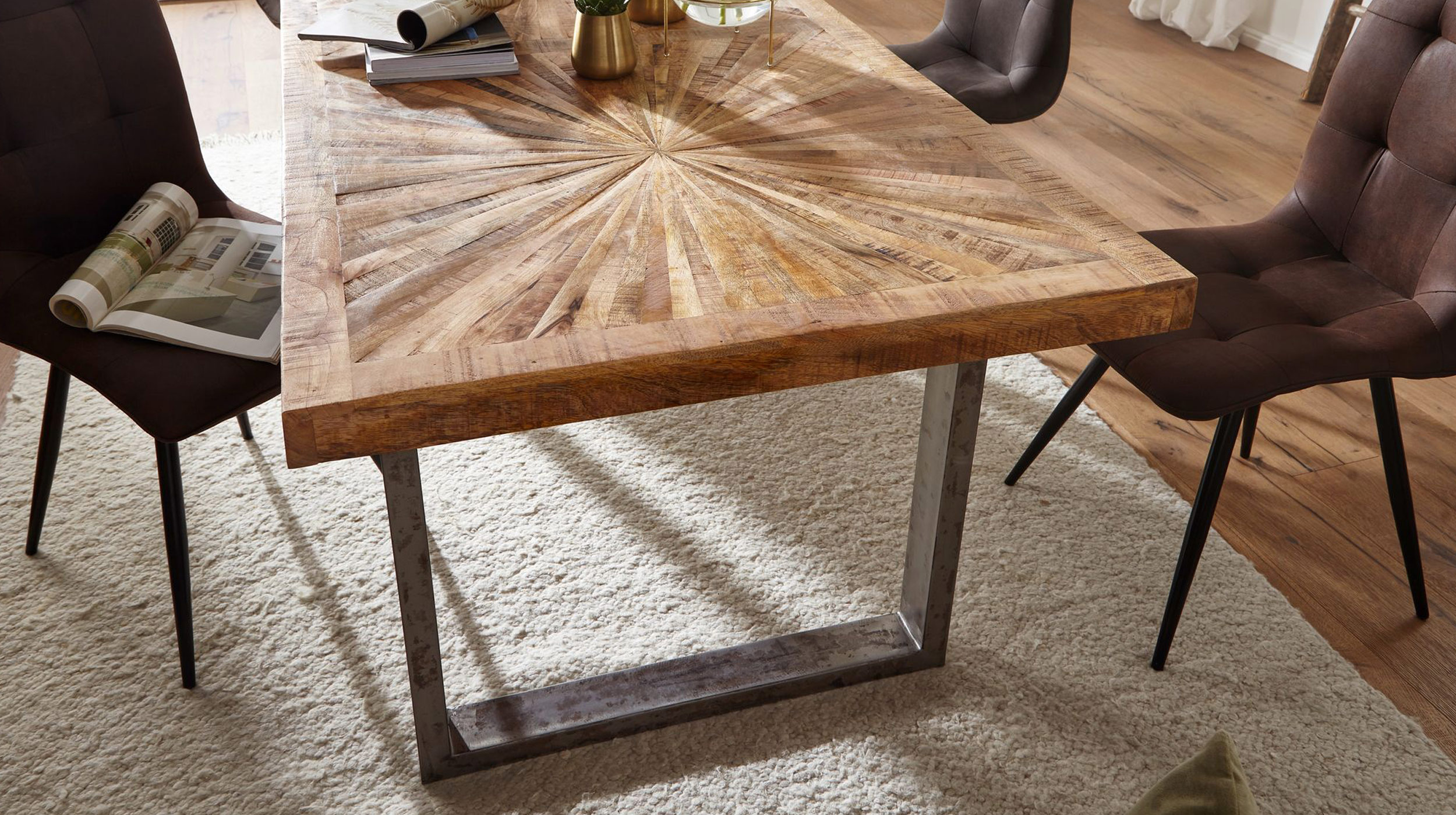Esstisch massives Mango-Holz lackiert 200 x 100 cm - MARETH