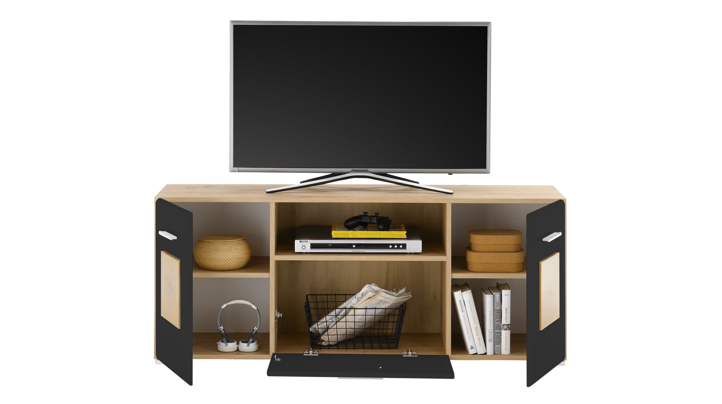 TV - Lowboard schwarz matt 140 cm - GEORGIA