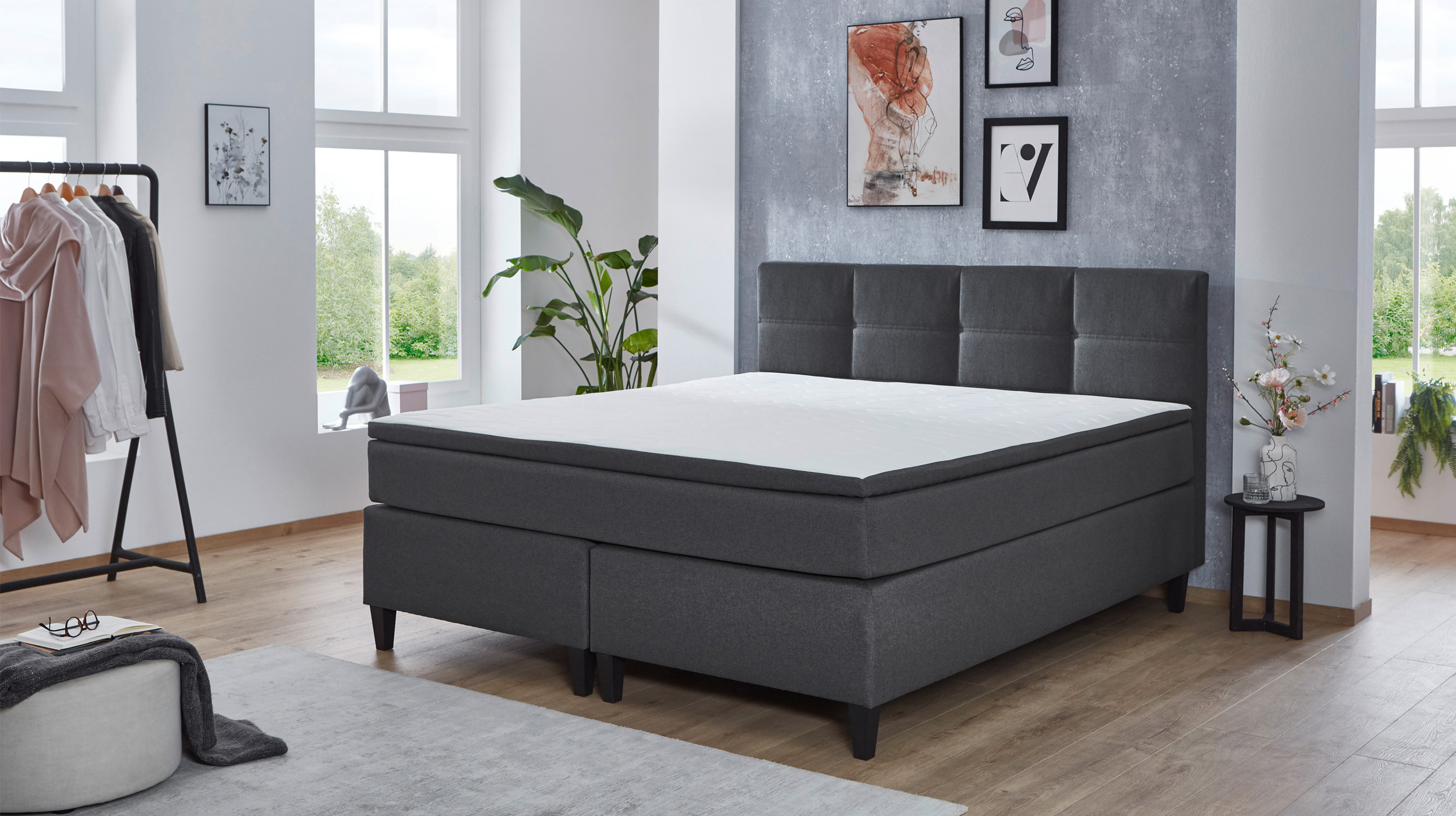 Boxspringbett 180 x 200 cm anthrazit - MONTREAL
