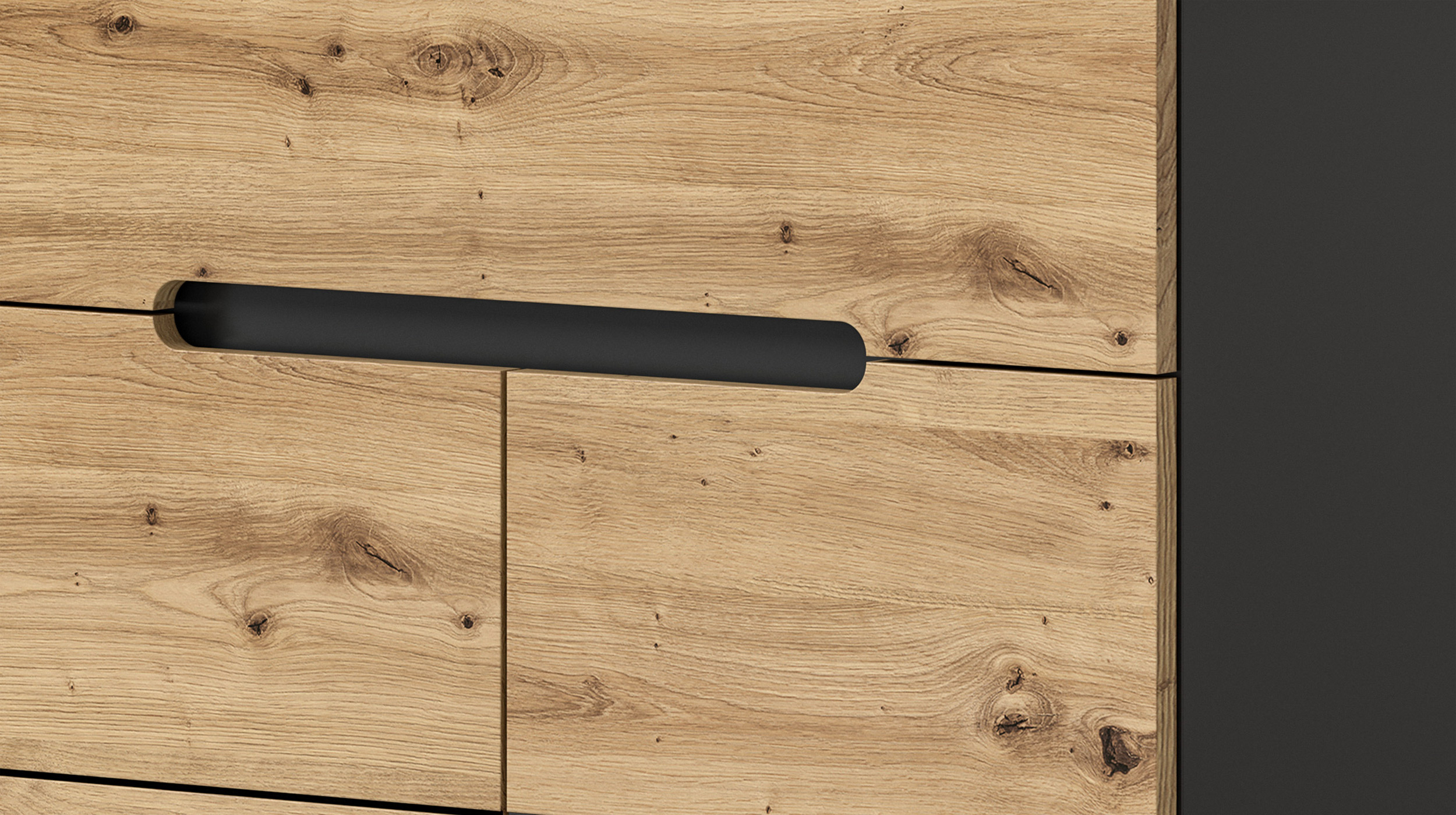 Kommode mit Schubladen anthrazit Artisan Eiche 80 cm - CANU