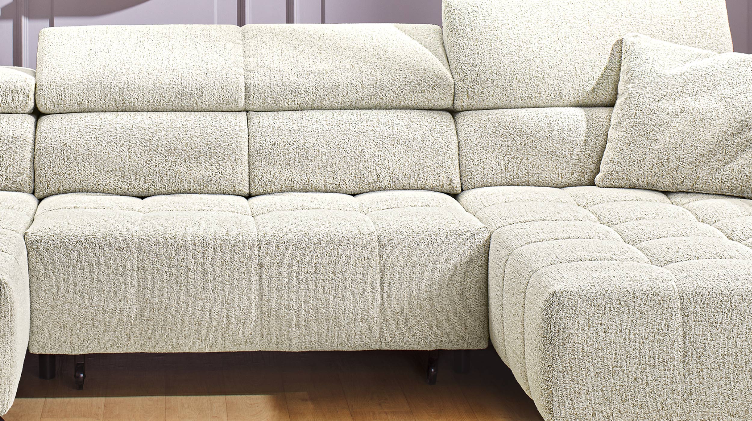 Wohnlandschaft beige elektrisch ausfahrbar 358 cm - ULTIMA