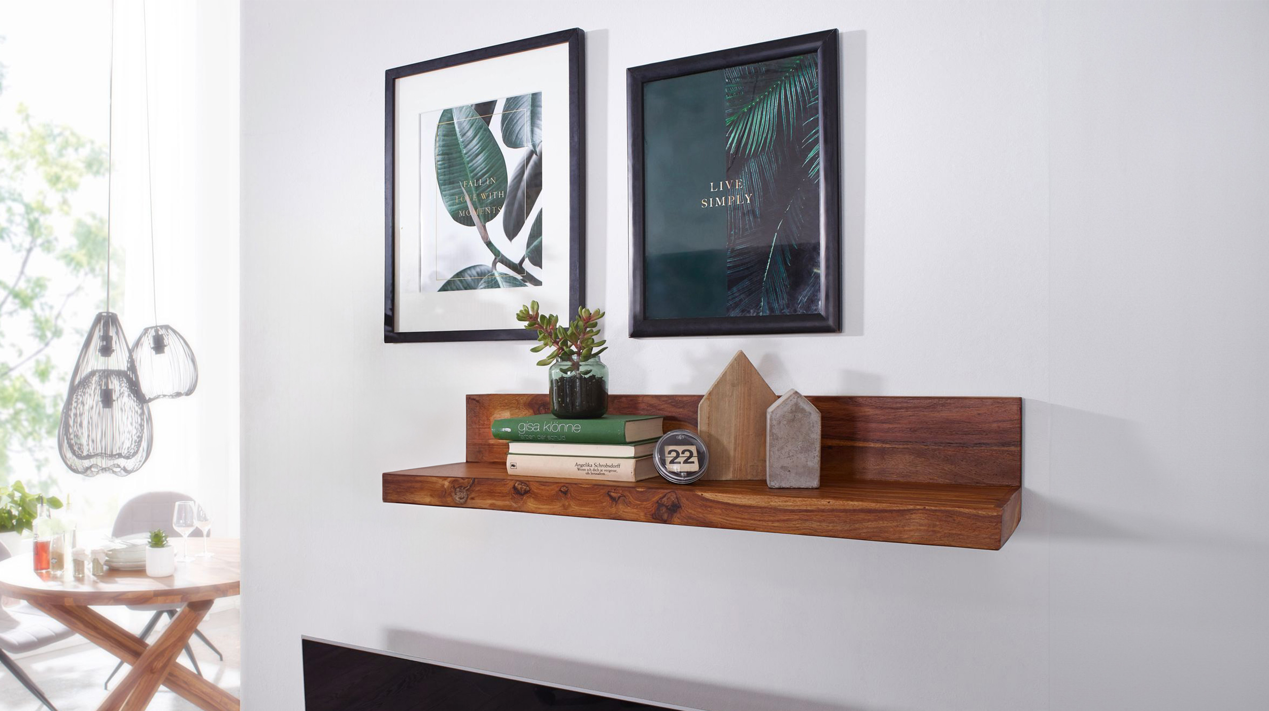 Wandboard Sheesham massiv gebeizt - 60 cm - MIKKEL