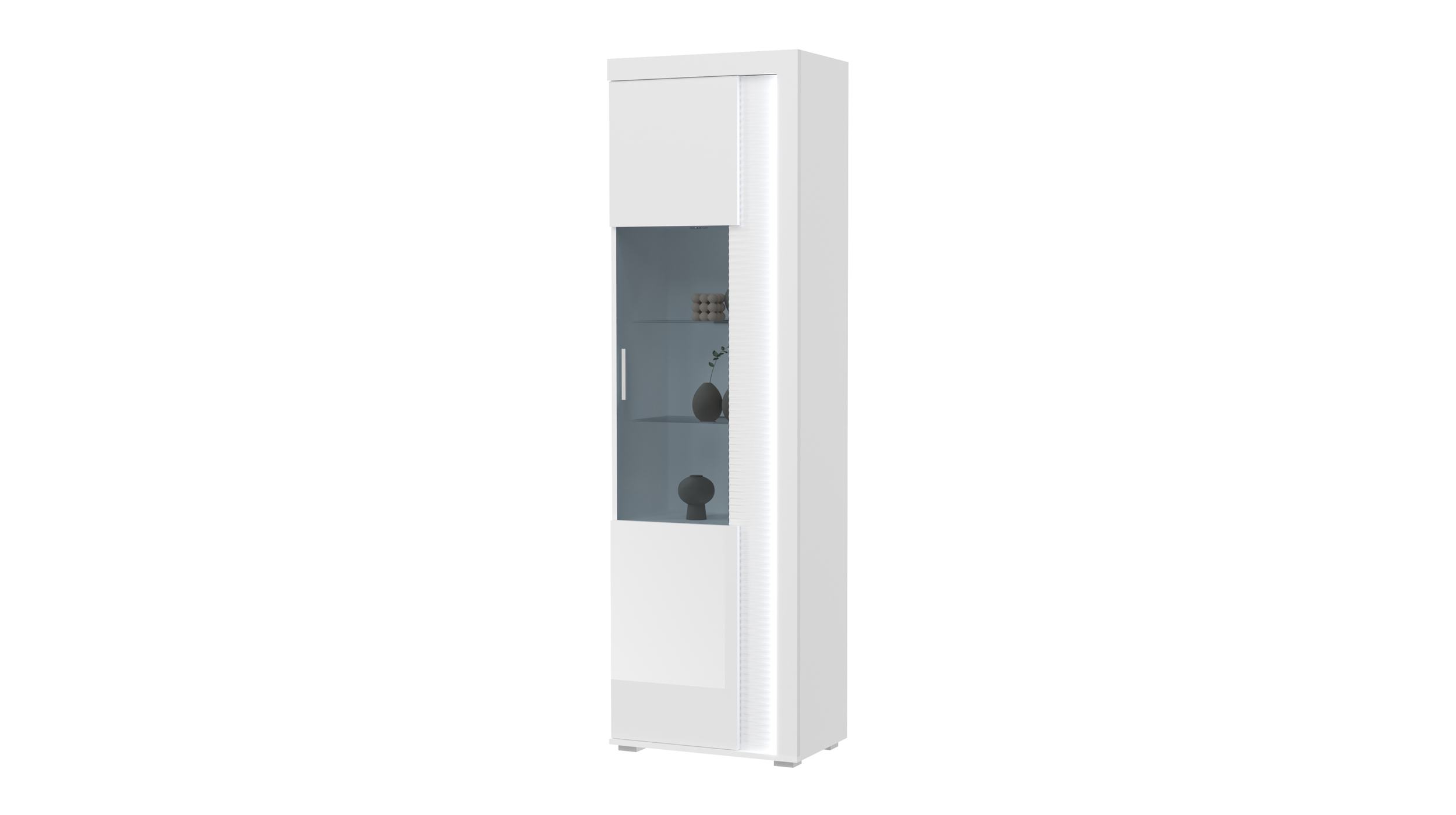 Vitrine mit Glastür weiß hochglanz 60 x 202 cm - SKYLIGHT