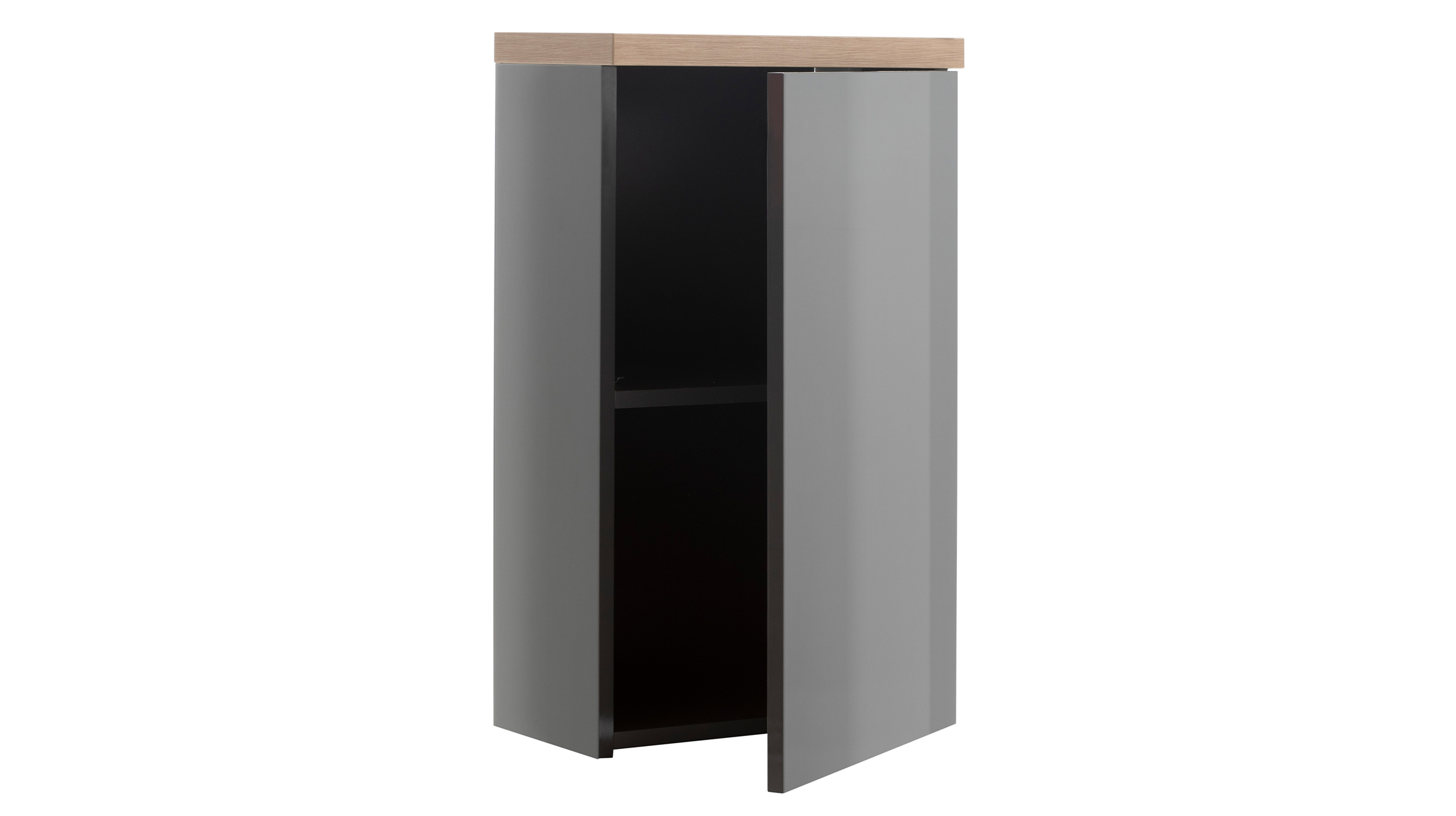 Bad Hängeschrank grau hochglanz - Eiche 40 cm - MUNDI
