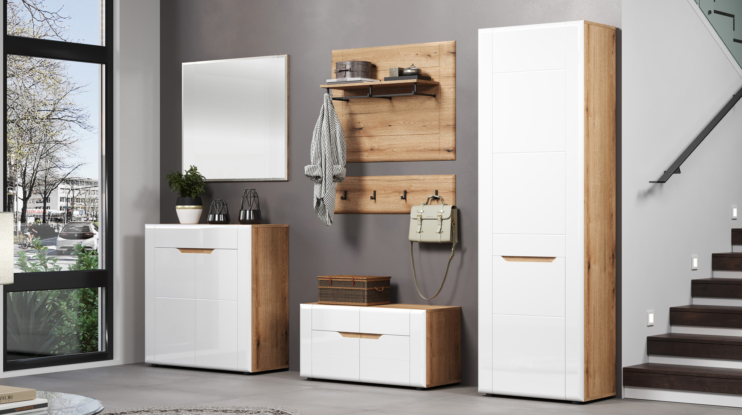 Wandgarderobe Paneel 91 x70 cm Eiche - JARON