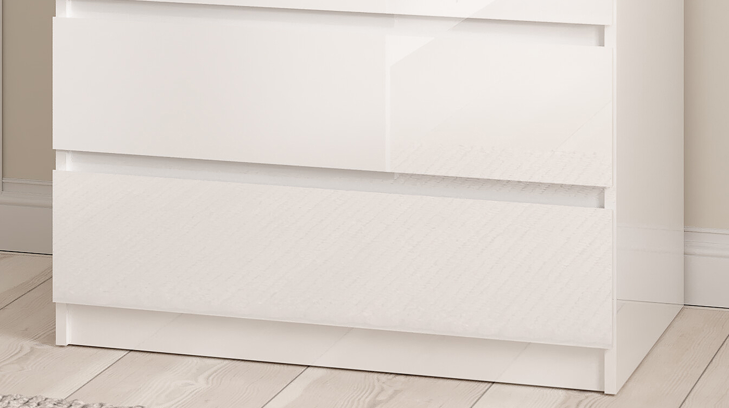 Kommode mit 3 Schubladen weiß hochglanz 77 cm - NAIA