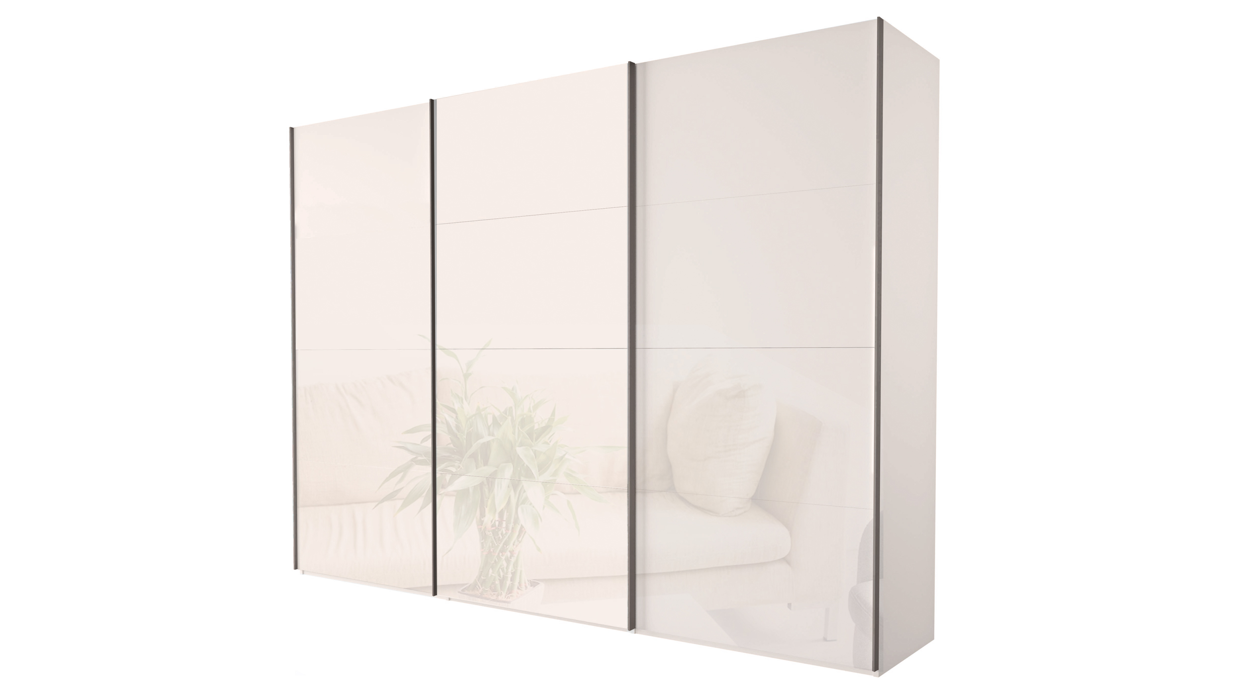 Schwebetürenschrank beige hochglanz - 304 cm - SYSTEMA