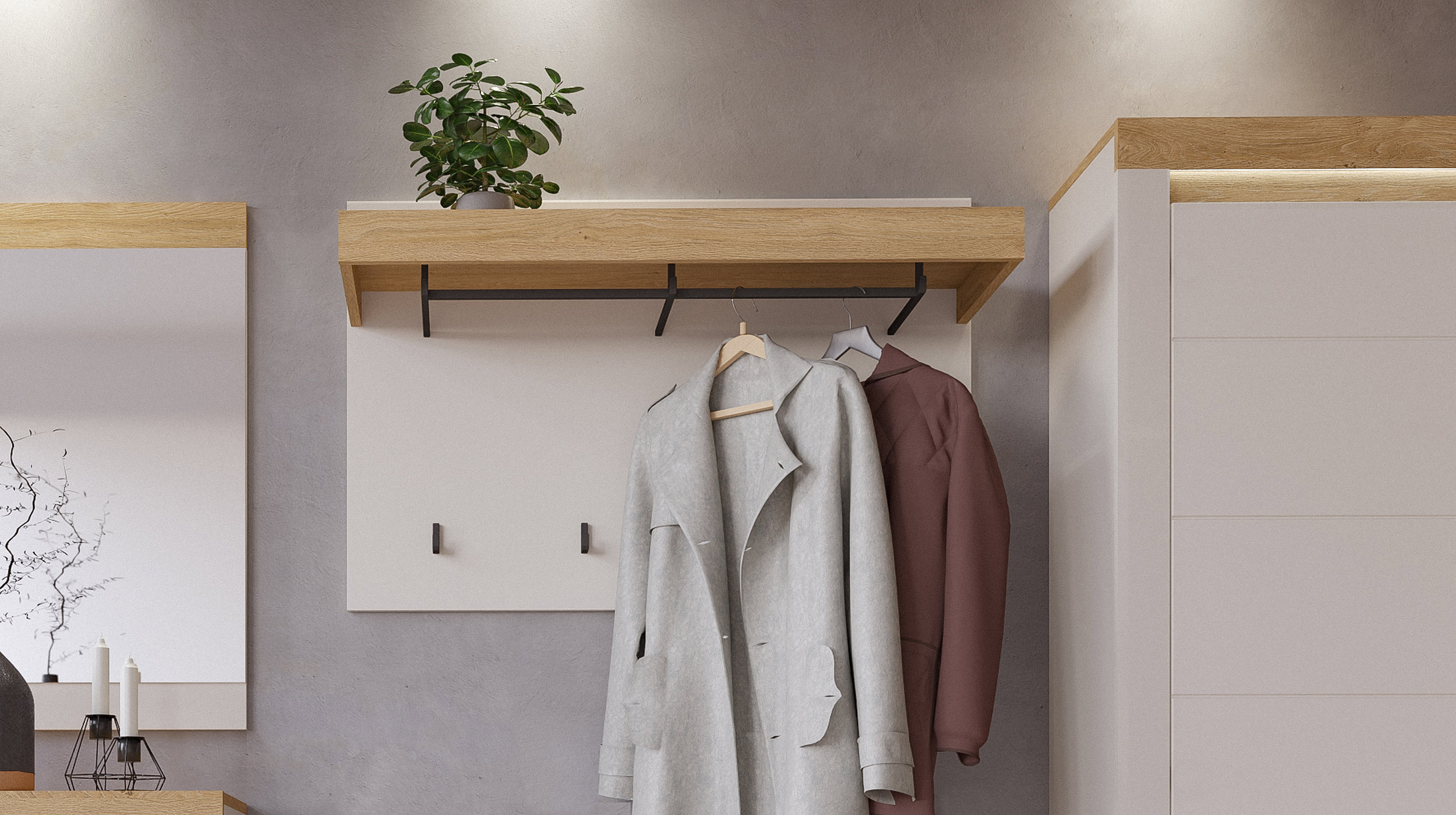 Wandgarderobe Paneele Beige Stone Eiche - 94 cm - NAXXAR