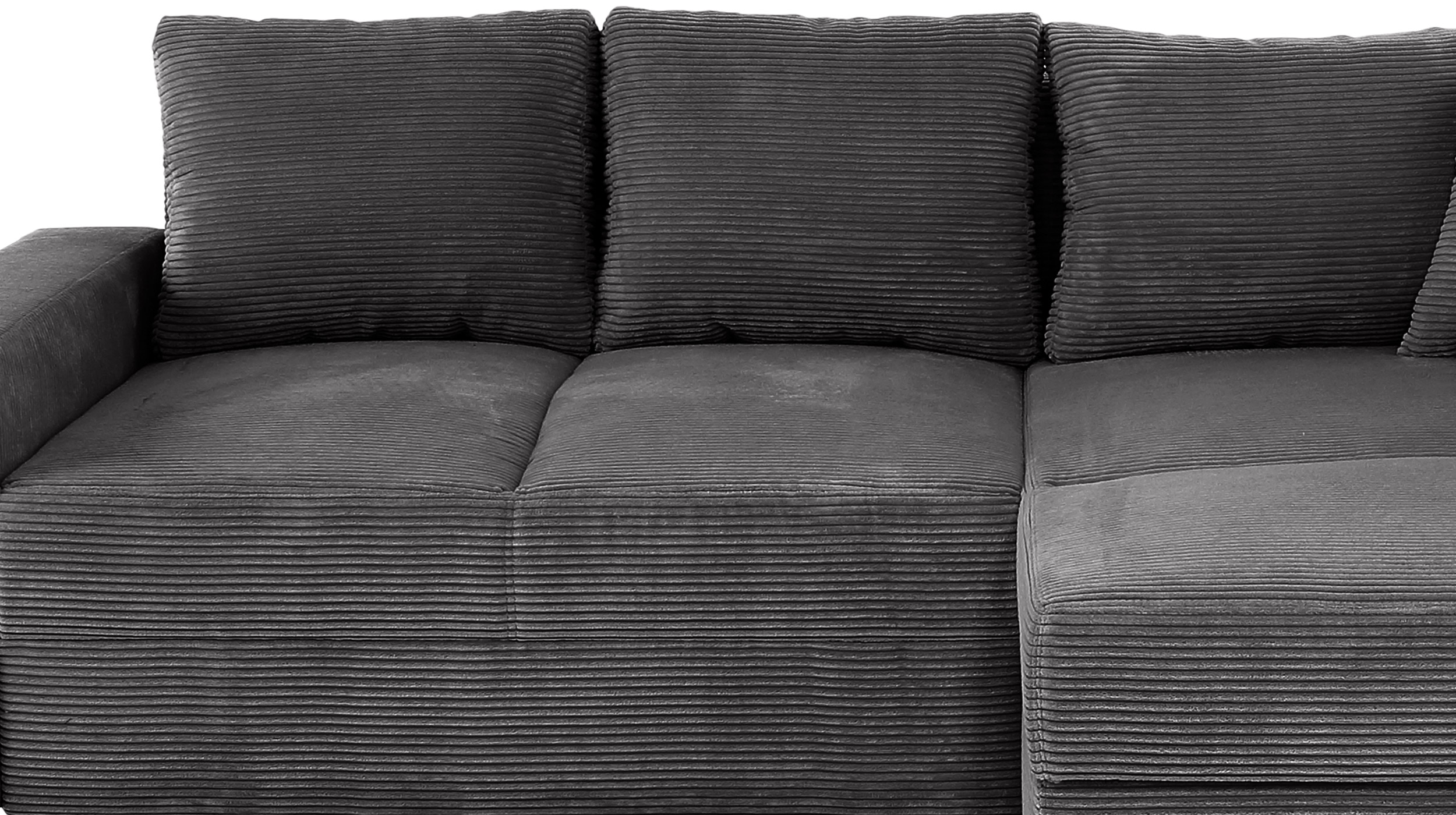 Ecksofa Schlaffunktion Cord grau - Bettkasten 260 cm - JANIS
