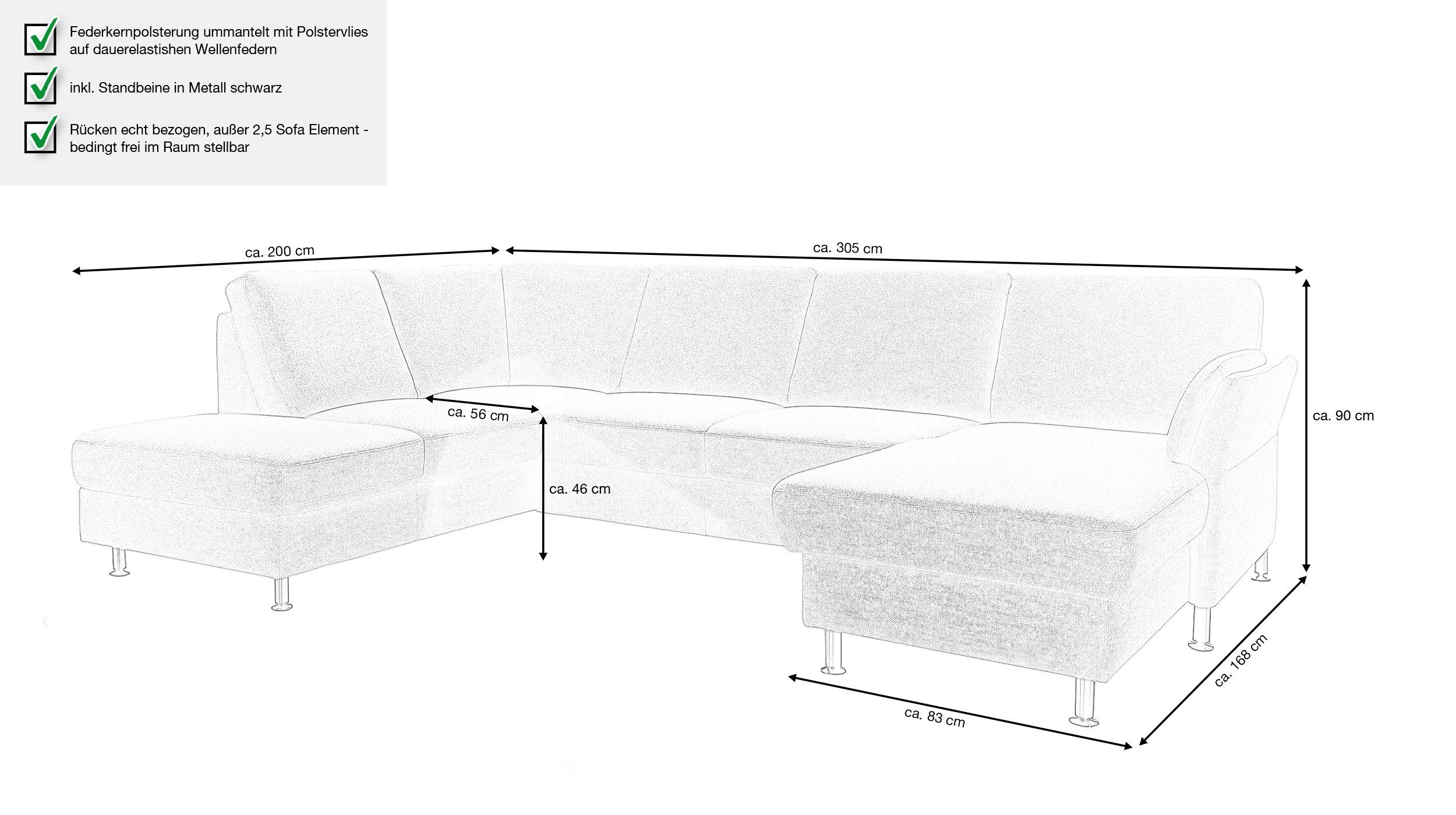 Couchliebe® Wohnlandschaft planbar - unica steel - Basis Version - LAVADA