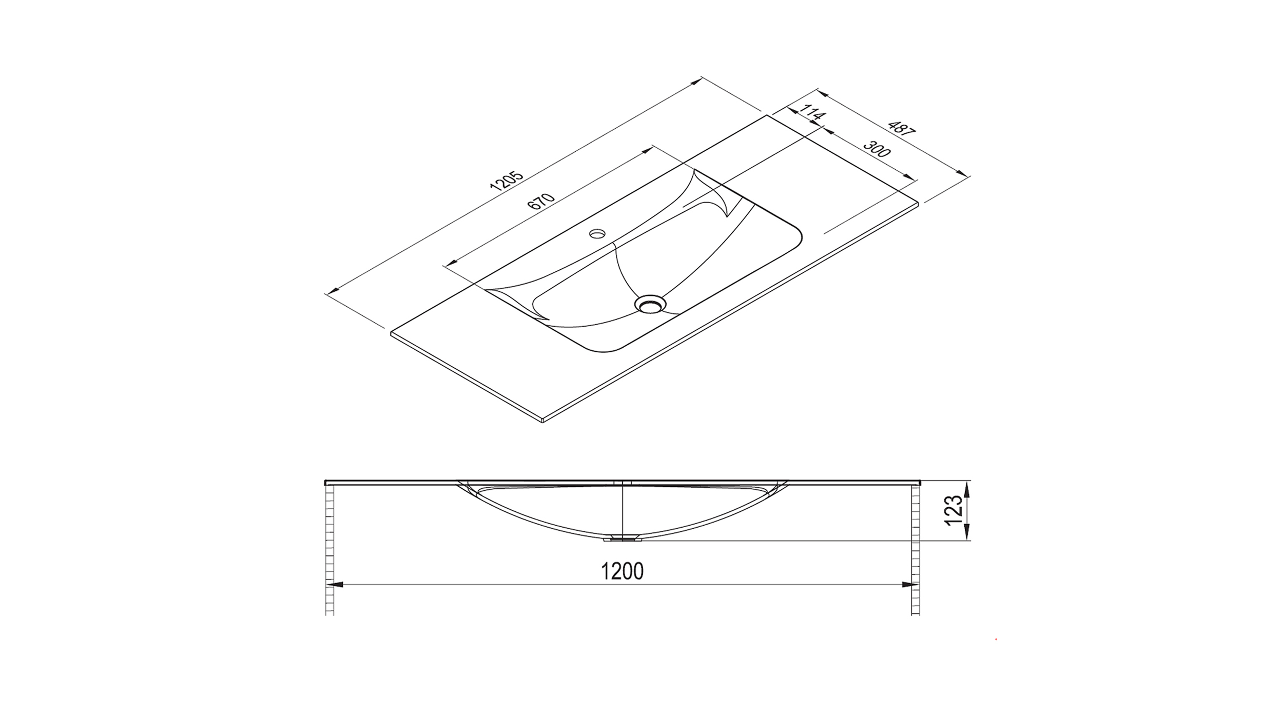 Badmöbel-Set weiß glanz - 2 Teile - Waschtisch 120 cm - FERNANDA