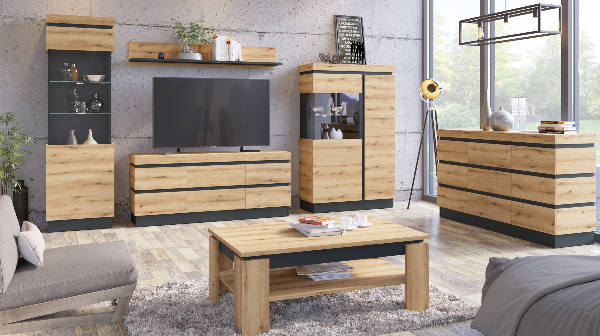 Kommode Coast Evoke Eiche - grau 161 cm - CORTE