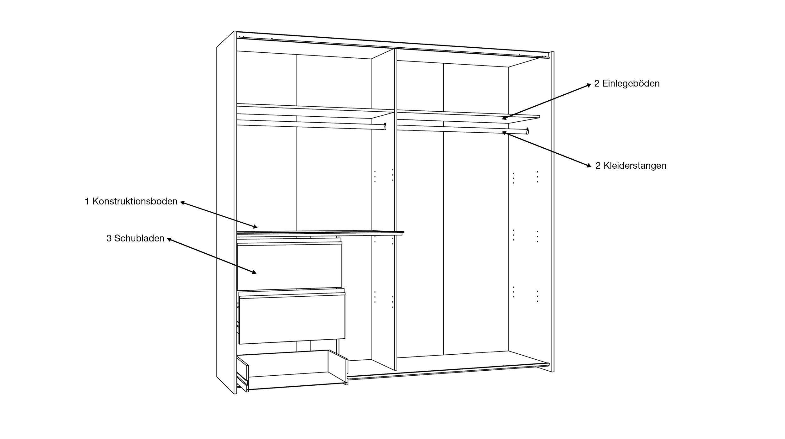 Schwebetürenschrank weiß Artisan Eiche mit Spiegel 170 cm 2-türig - WINN