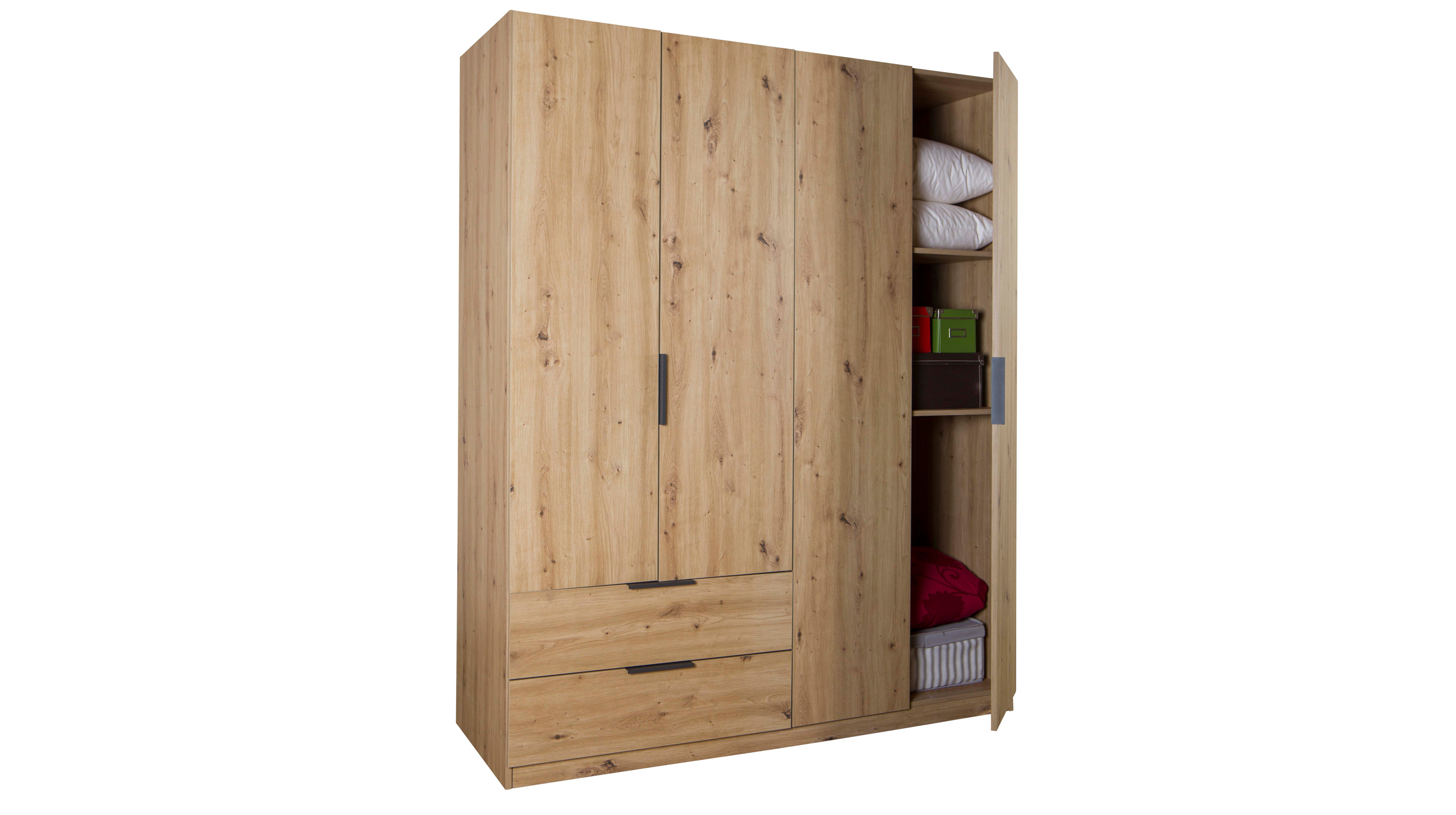 Kleiderschrank mit Schubladen 4-türig Eiche 162 cm - ESPRESSO