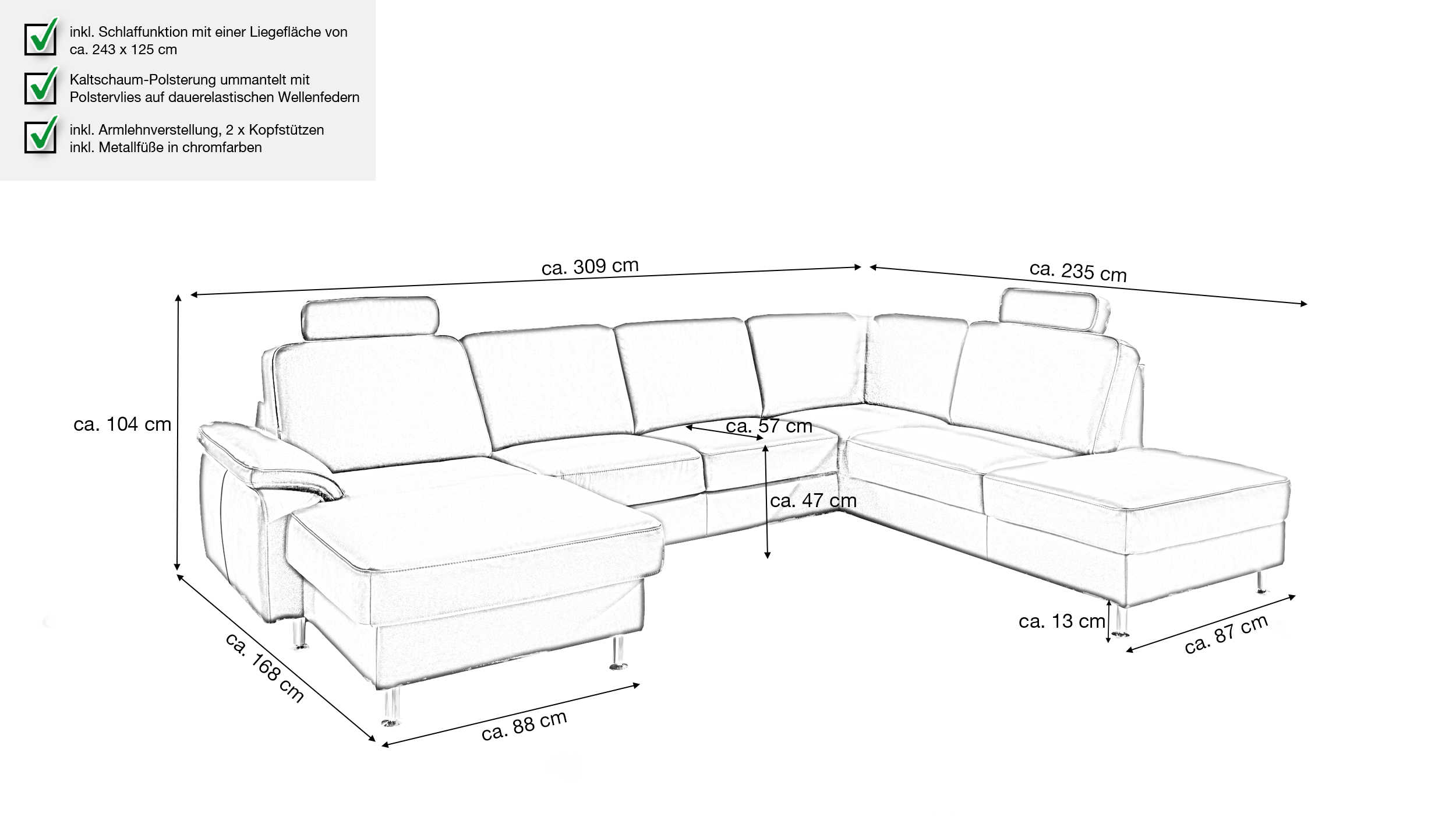 Couchliebe® Wohnlandschaft planbar - anthrazit - Premium Version - MARTINA