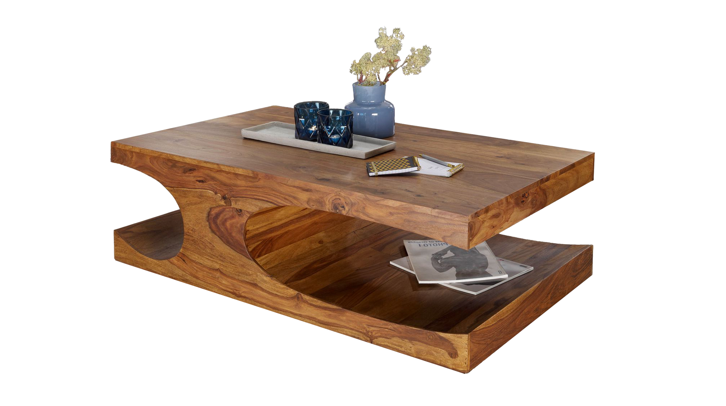 Couchtisch Sheesham massiv gebeizt 118 x 70 cm - SKADI