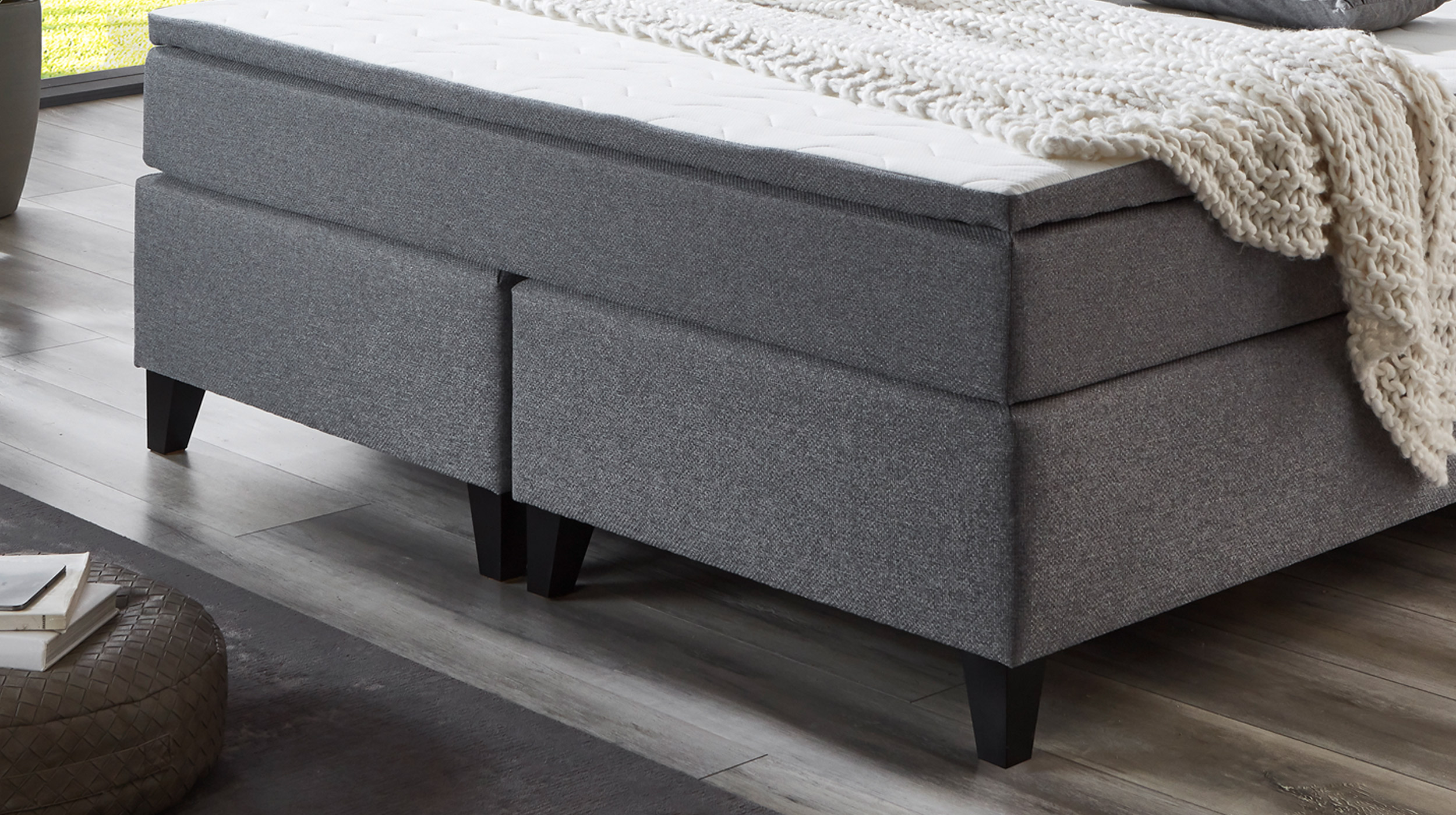 Boxspringbett 180 x 200 cm grau Stoffbezug - SAMIRO