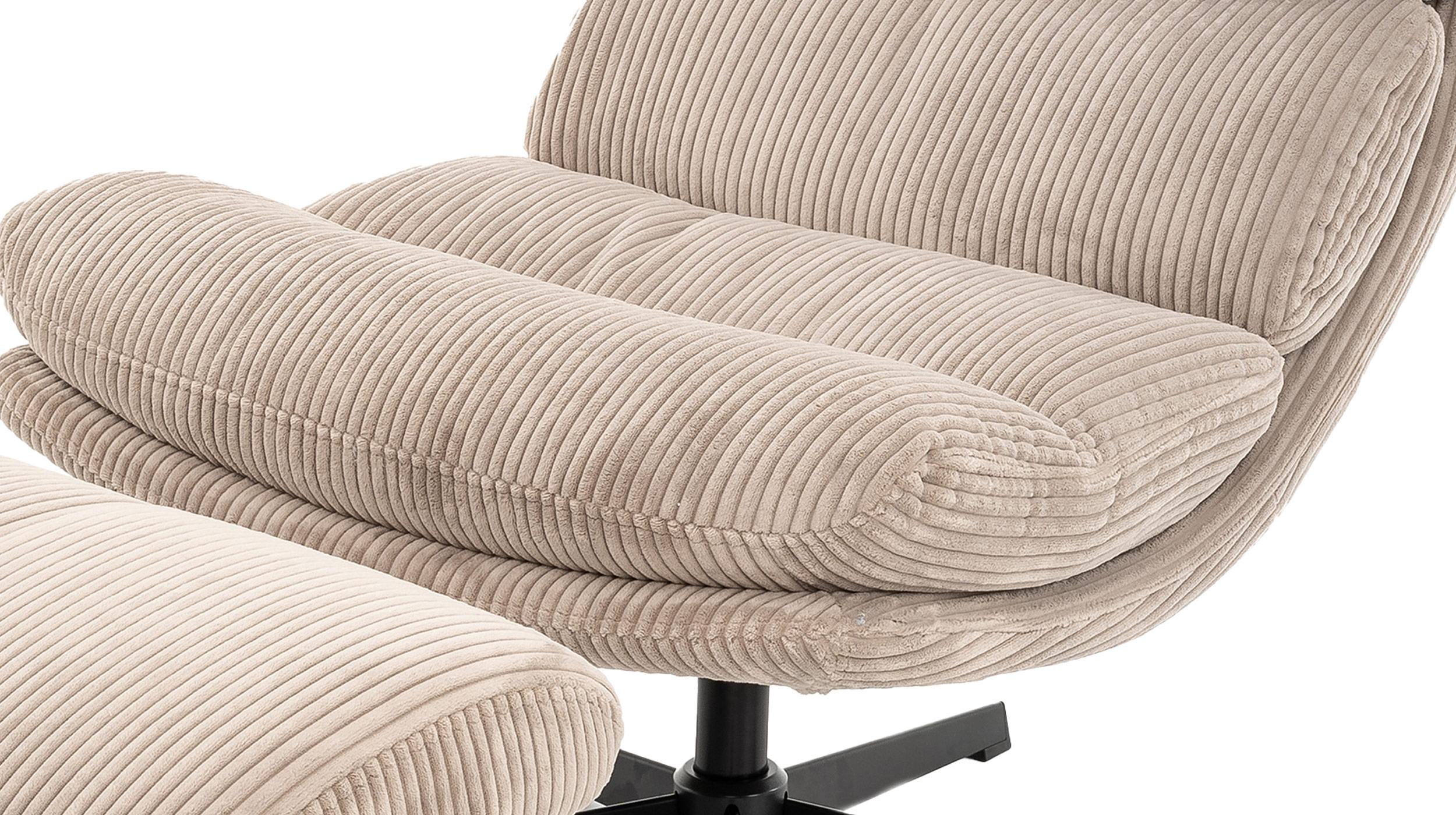 Relaxsessel Cord mit Hocker beige - drehbar - LIORA