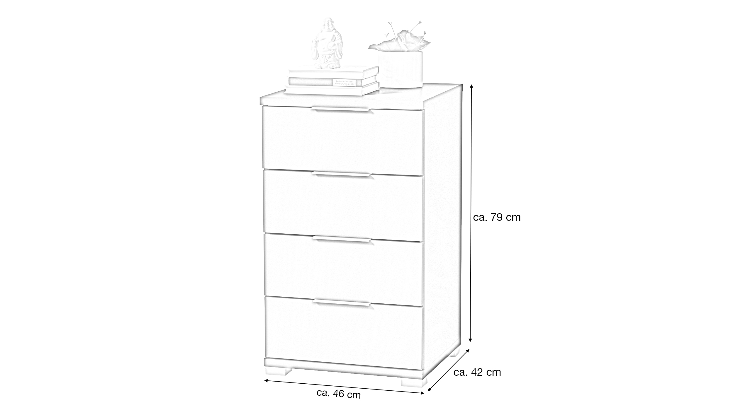 Nachttisch mit Schubladen - graphit - 46 x 42 cm - UNIVERSAL