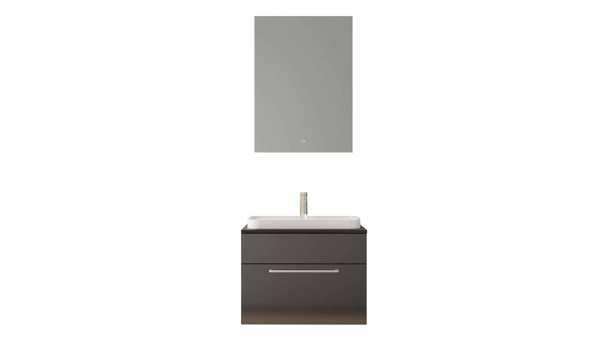 Badmöbel-Set grau hochglanz - 2 Teile - Waschtisch 60 cm - FARSUND