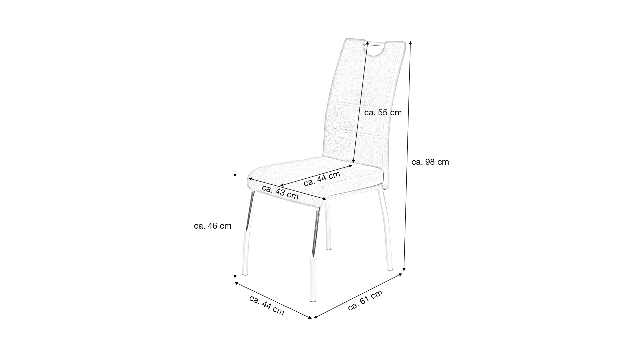 Polsterstuhl beige Metallgestell - Microfaser - SUSI