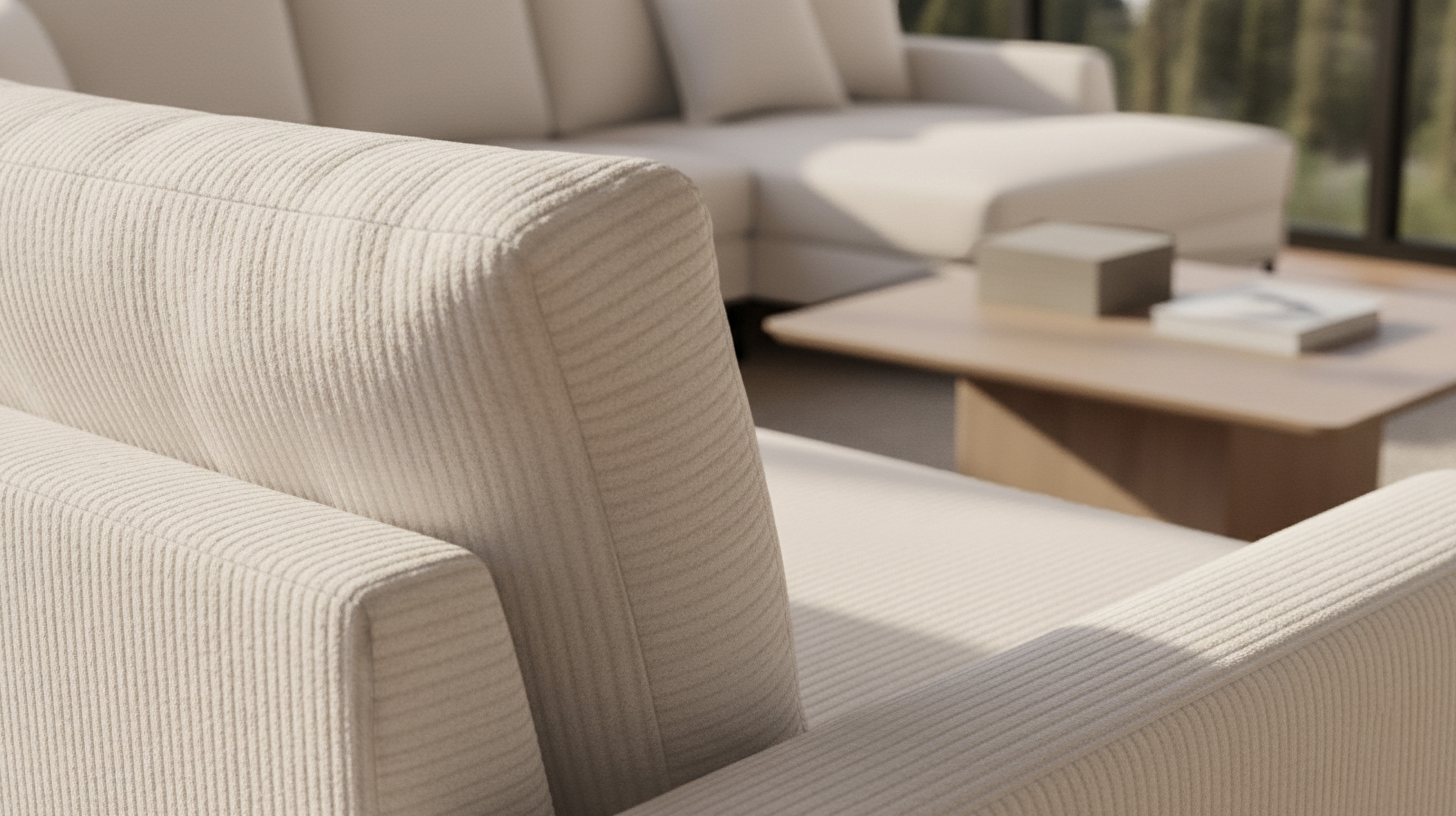 Wohnlandschaft Cord creme - 360 cm - SUMMER