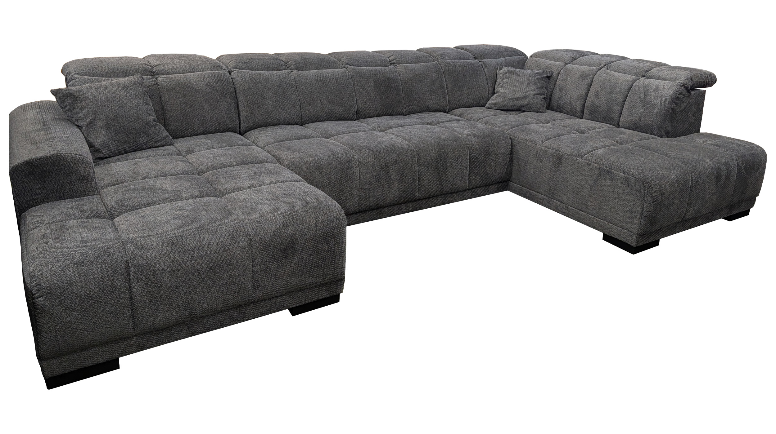 Wohnlandschaft grau elektrisch ausfahrbar 355 cm - TABOS