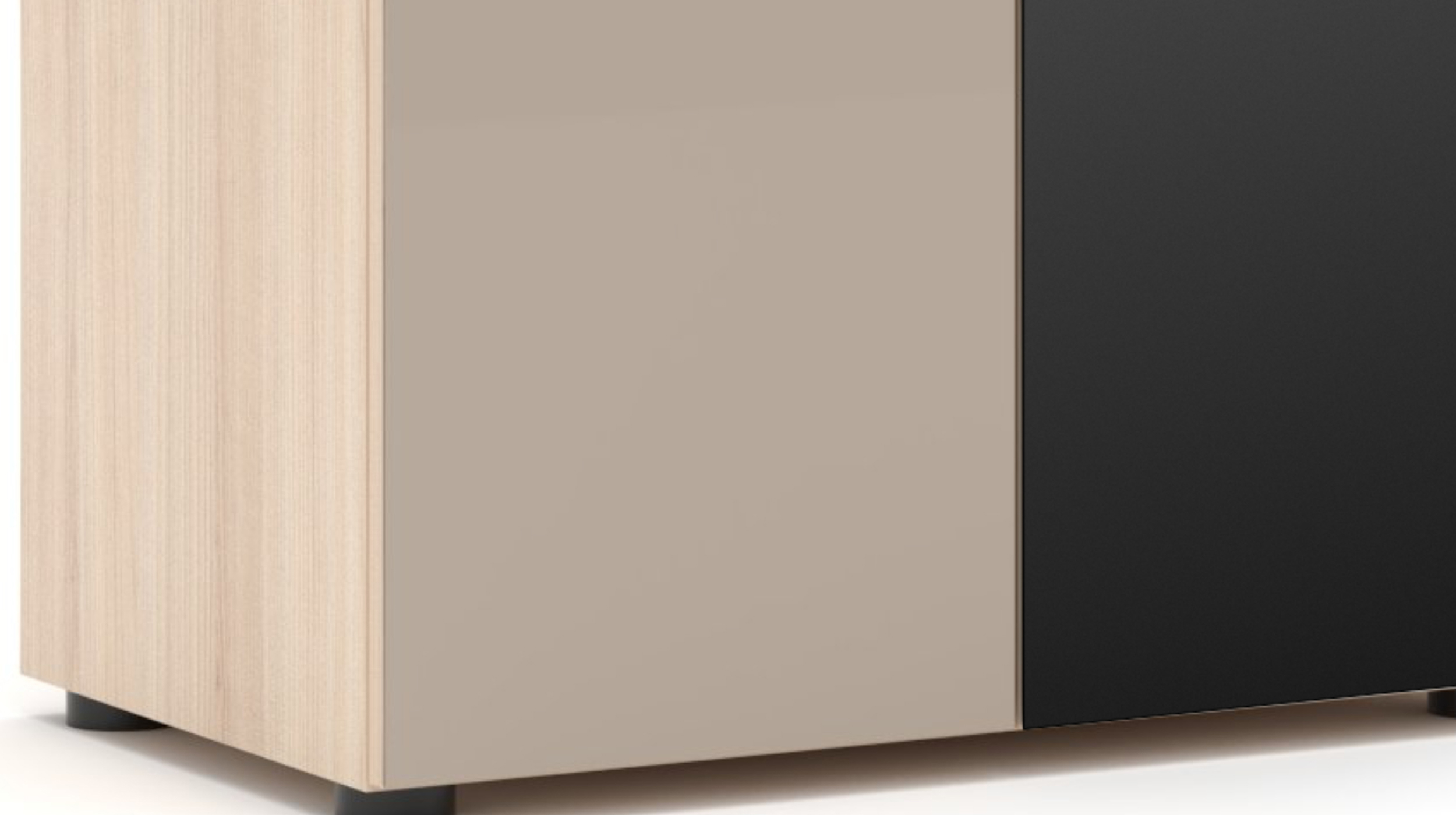 Garderobenschrank Spiegel beige Glasfront Eiche 65 cm - SANTORIN