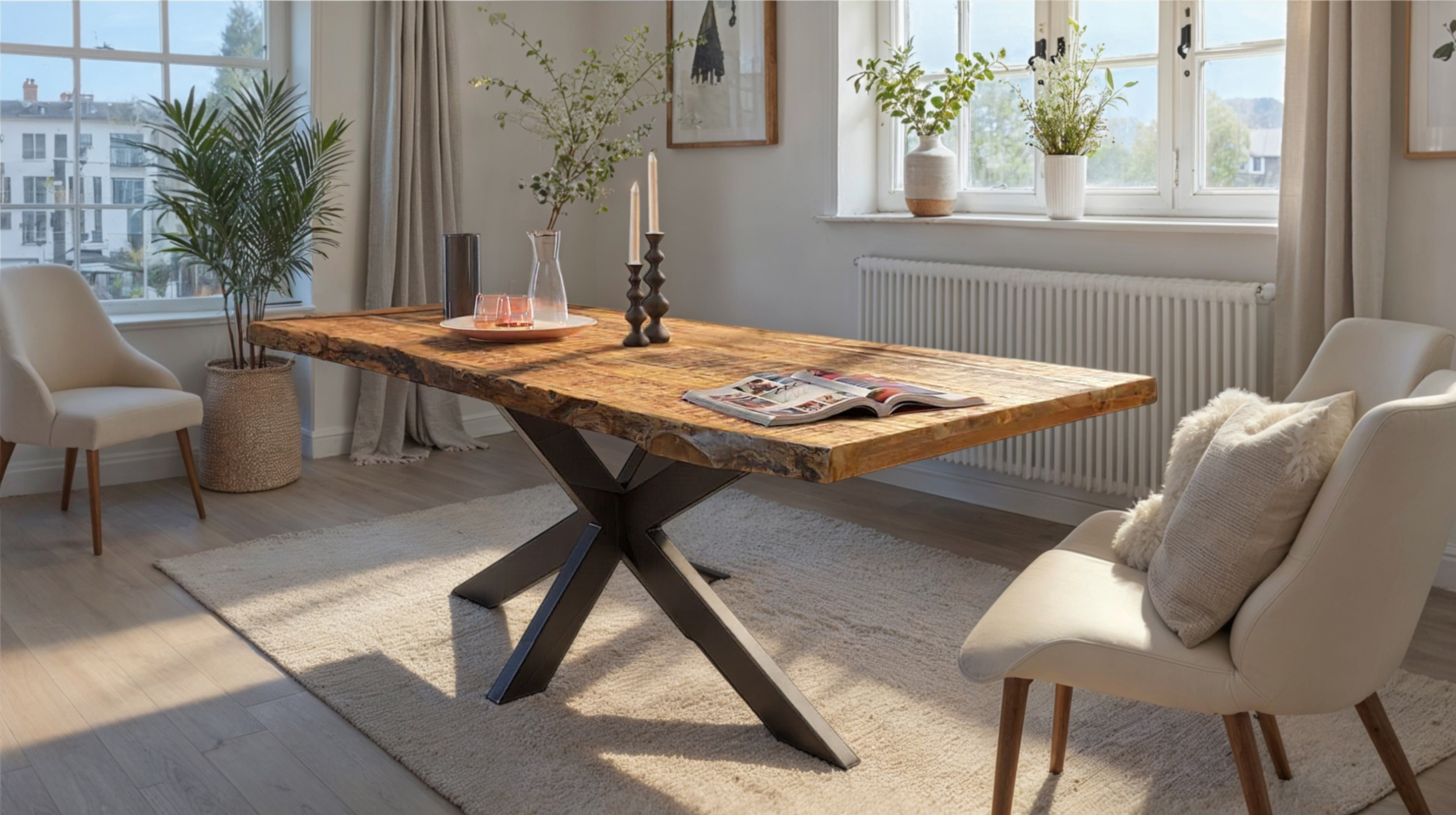 Esstisch Baumkantentisch massiv 160 cm Mango lackiert - TIM