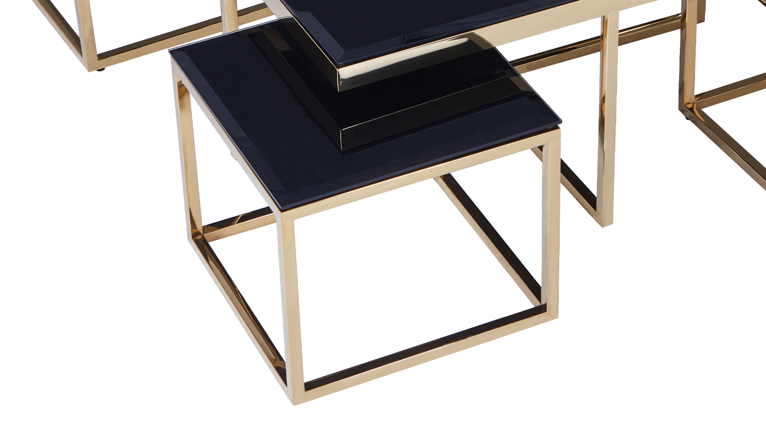 Couchtisch 5er-Set Glas schwarz - 90 x 90 cm - BIANCI