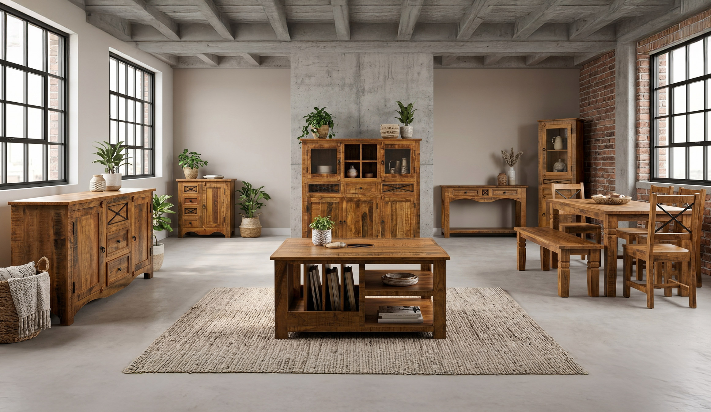Highboard 5 Türen Akazie massiv lackiert montiert 160 cm - ACANO